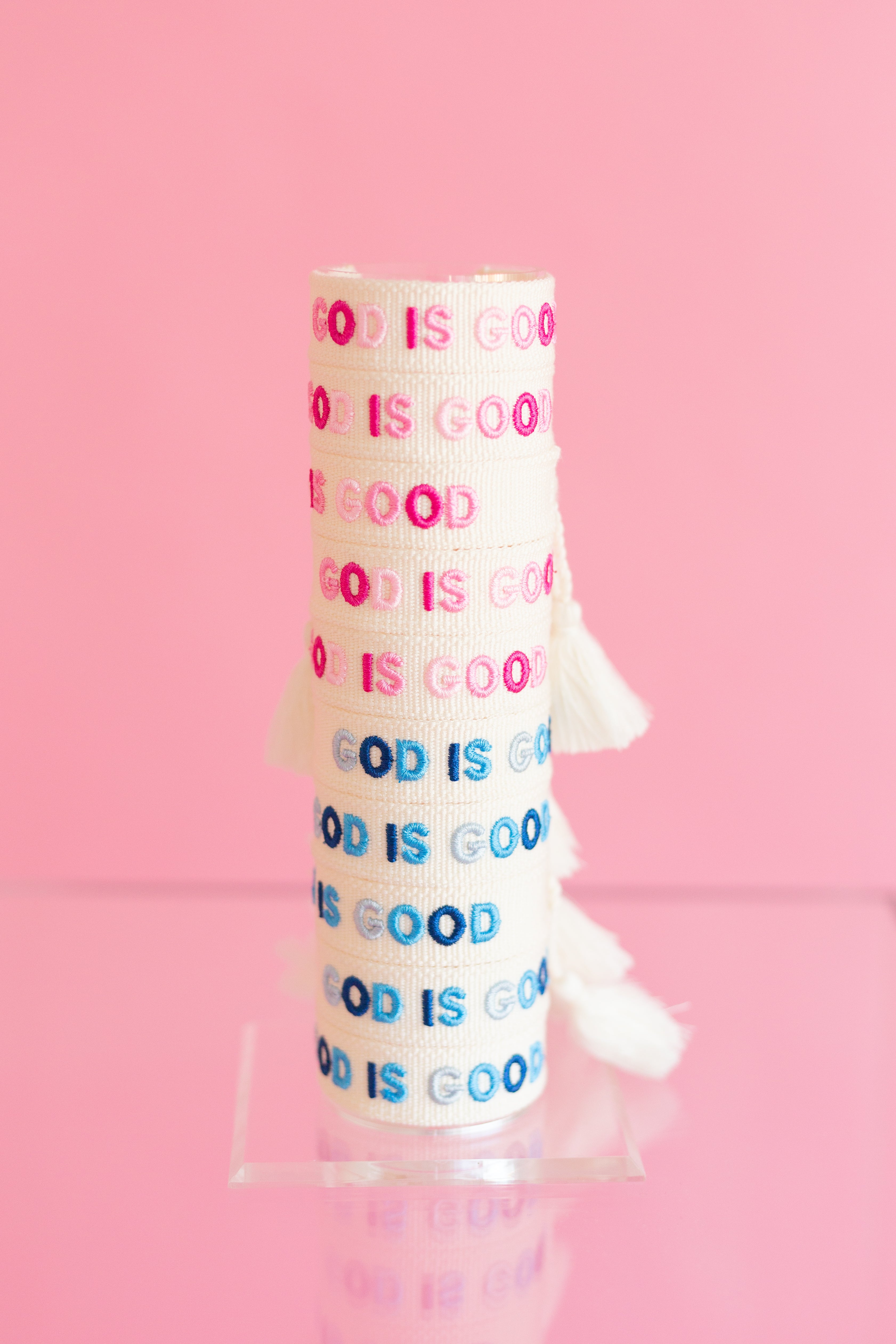 Pink God is Good Embroidered Bracelet