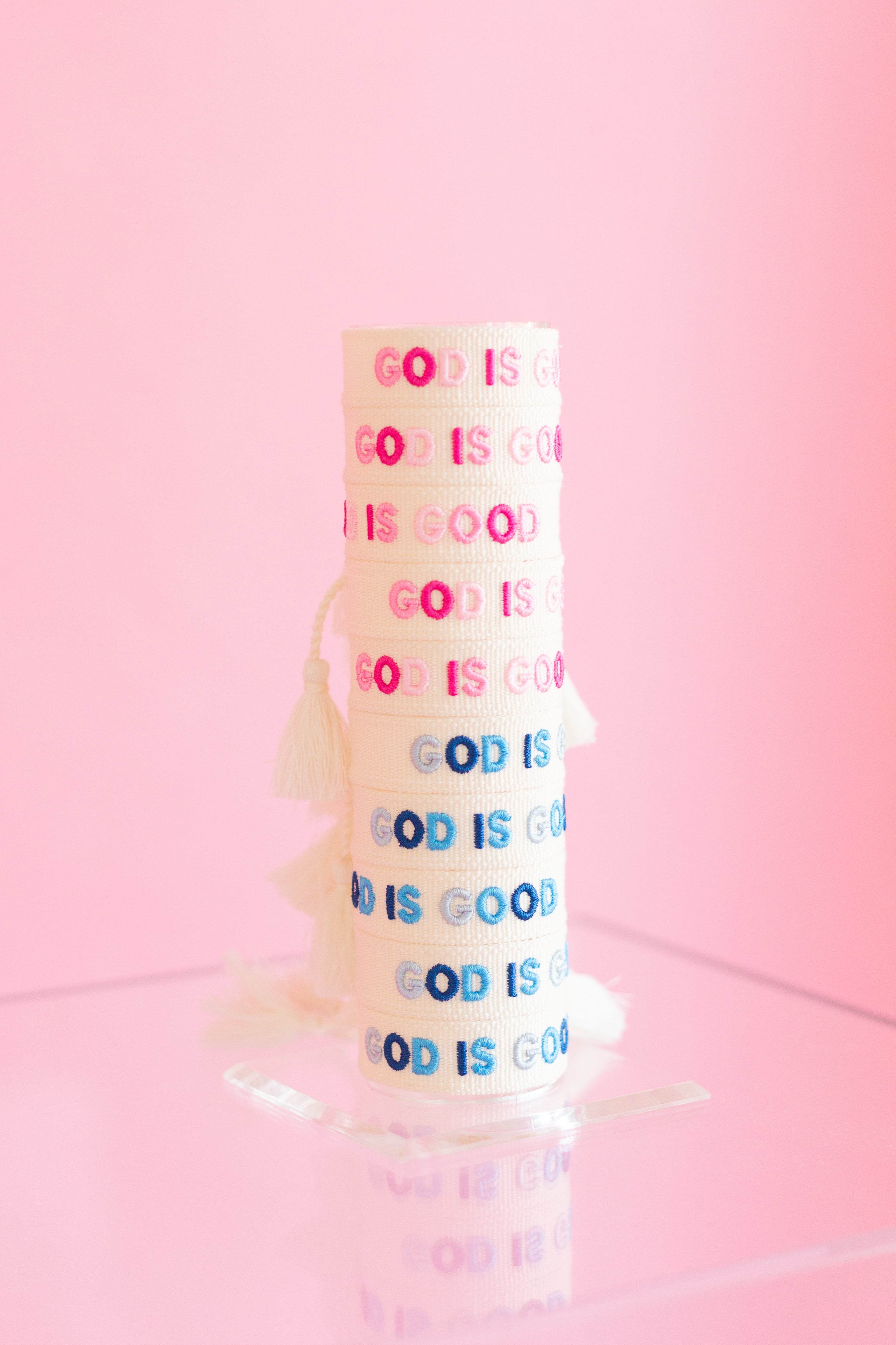 Pink God is Good Embroidered Bracelet