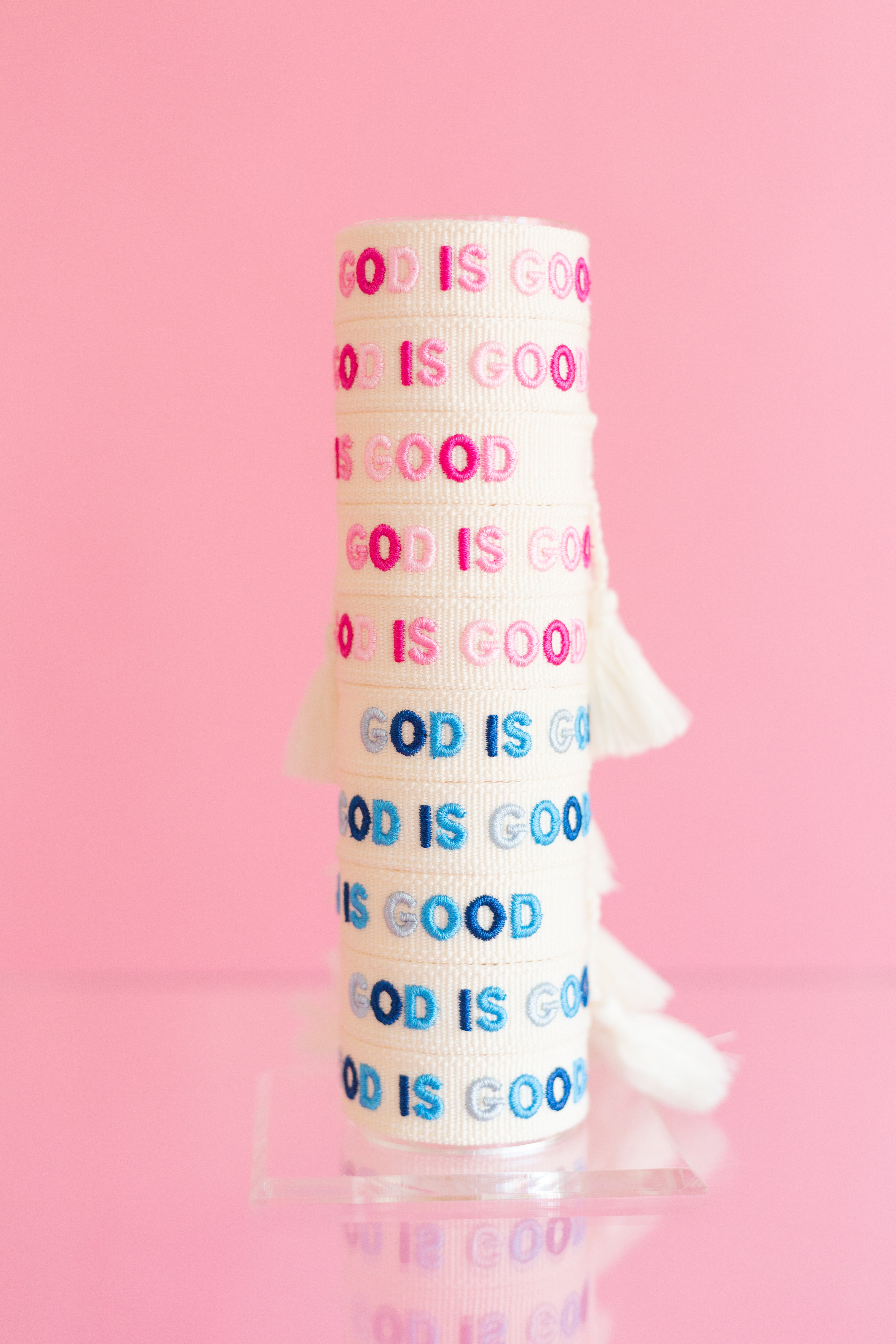 Pink God is Good Embroidered Bracelet