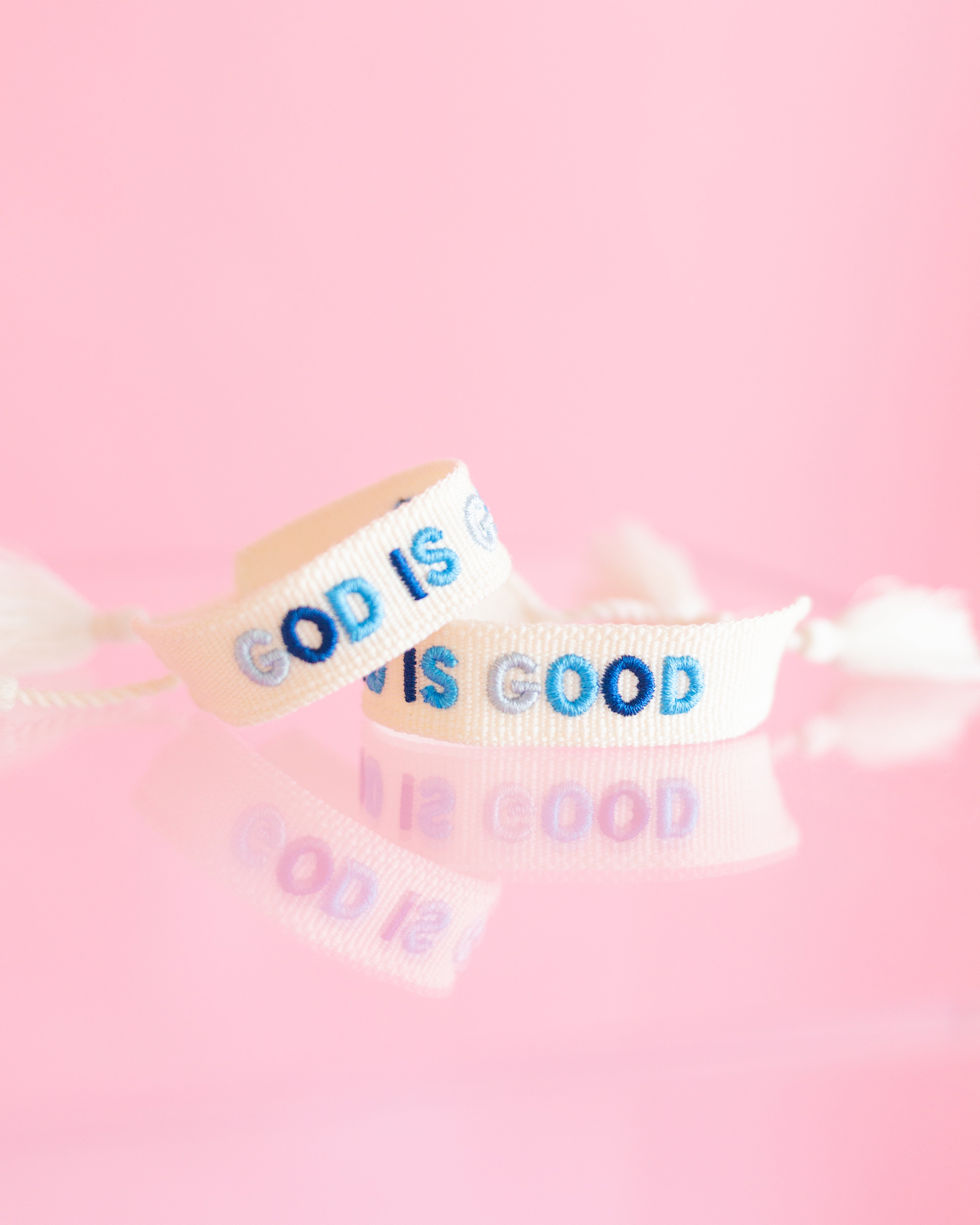 Blue God is Good Embroidered Bracelet