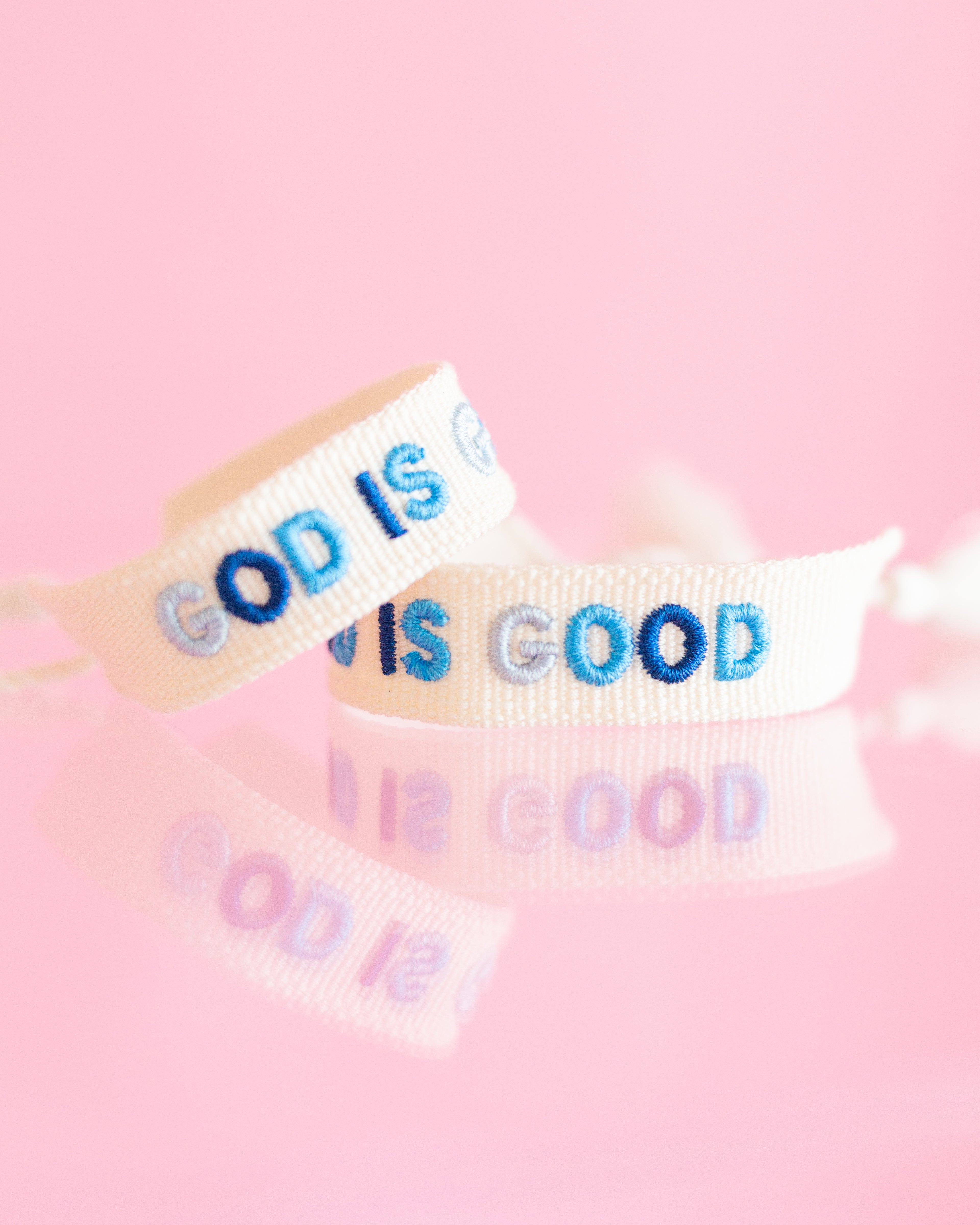 Blue God is Good Embroidered Bracelet
