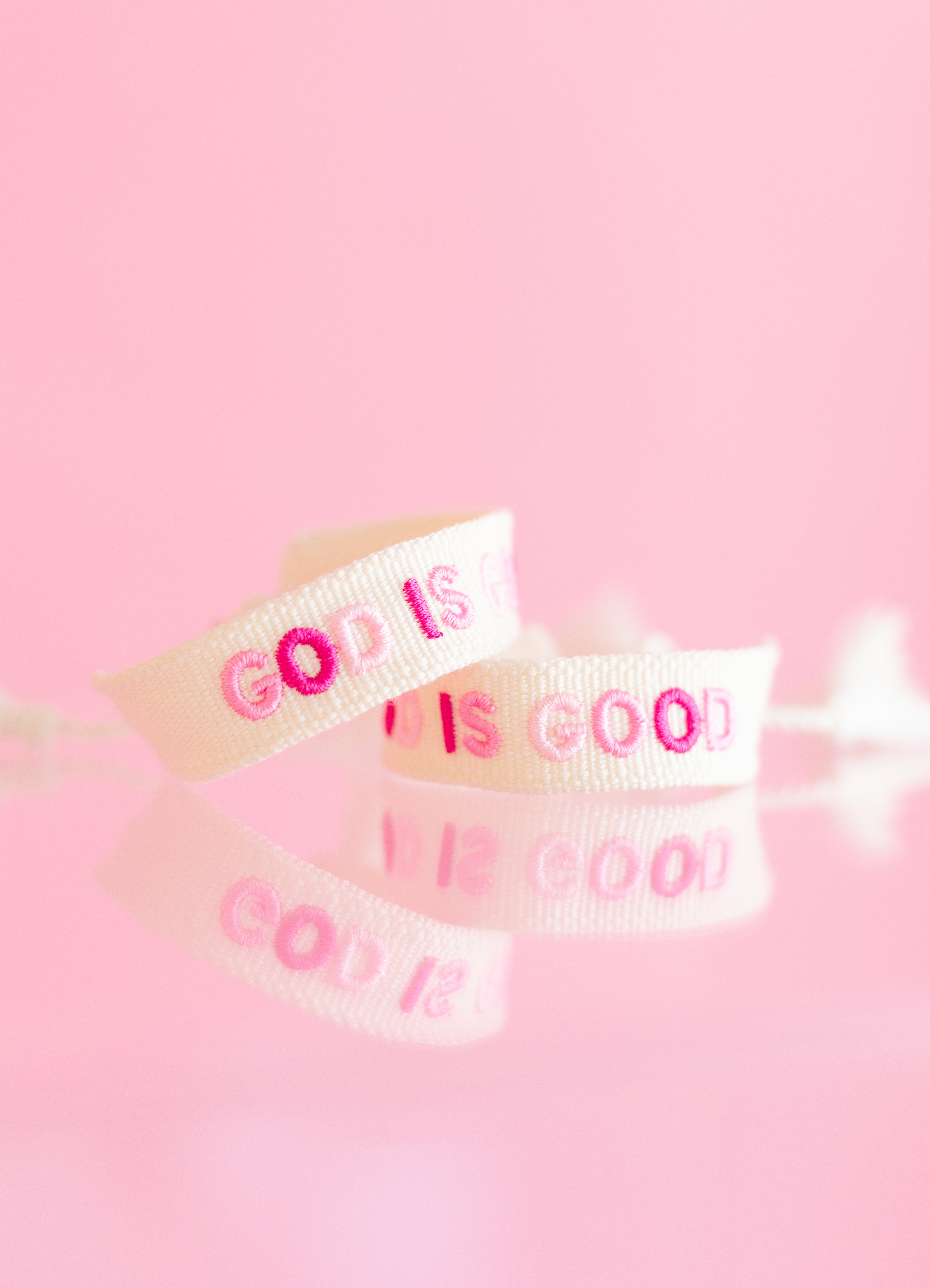 Pink God is Good Embroidered Bracelet