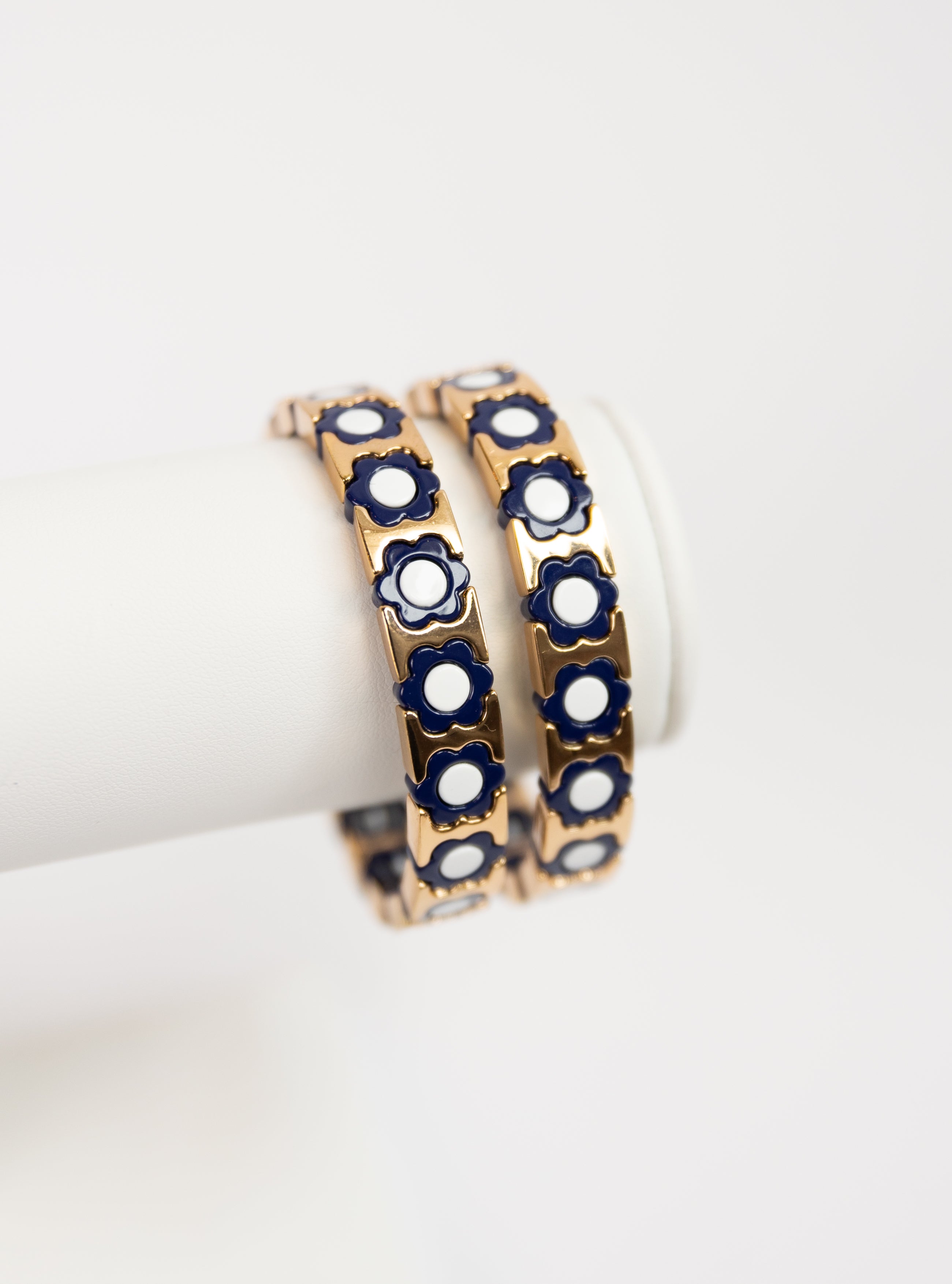 Navy Flower Tila Bracelet
