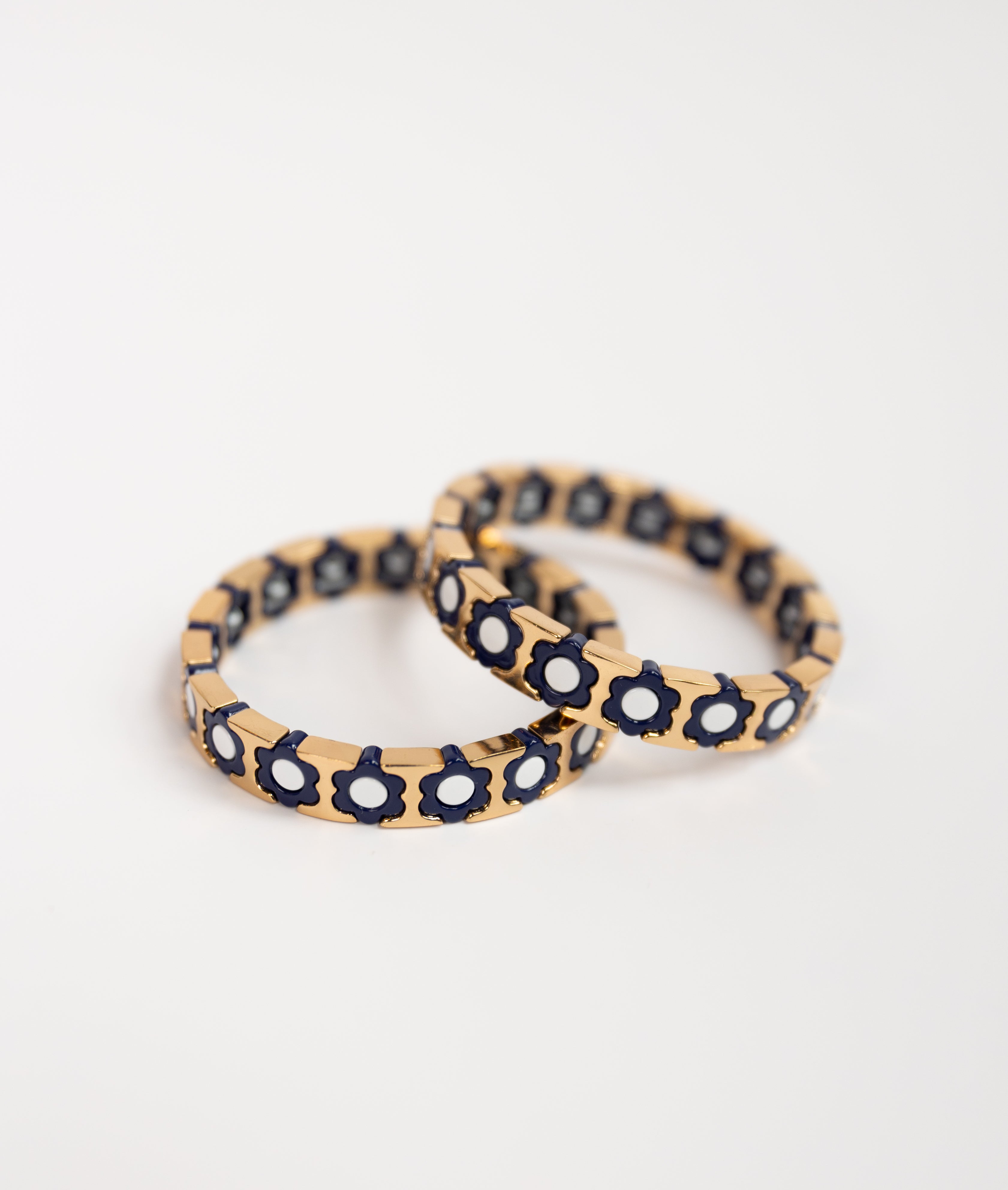 Navy Flower Tila Bracelet