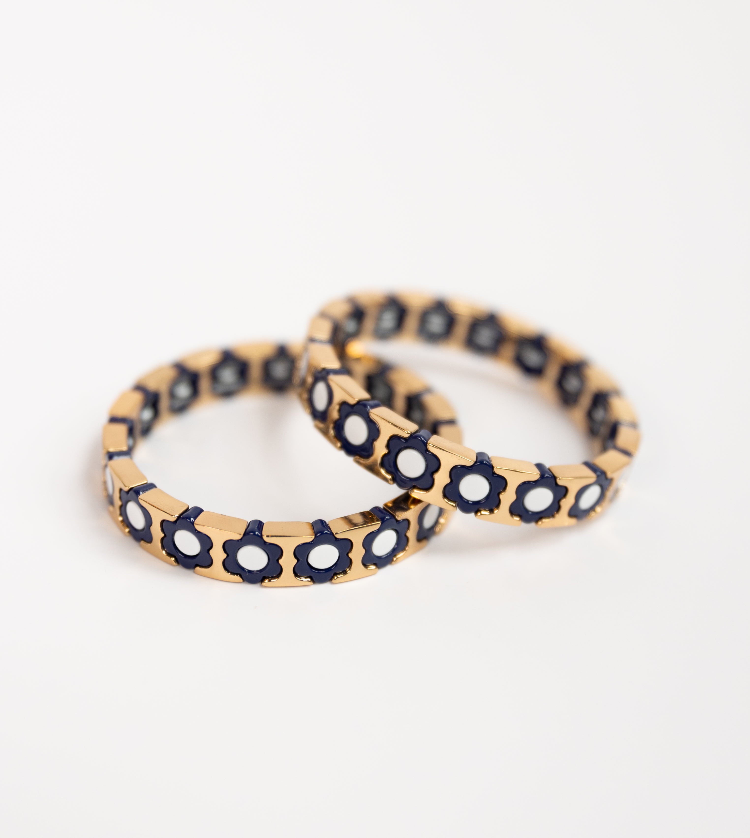 Navy Flower Tila Bracelet