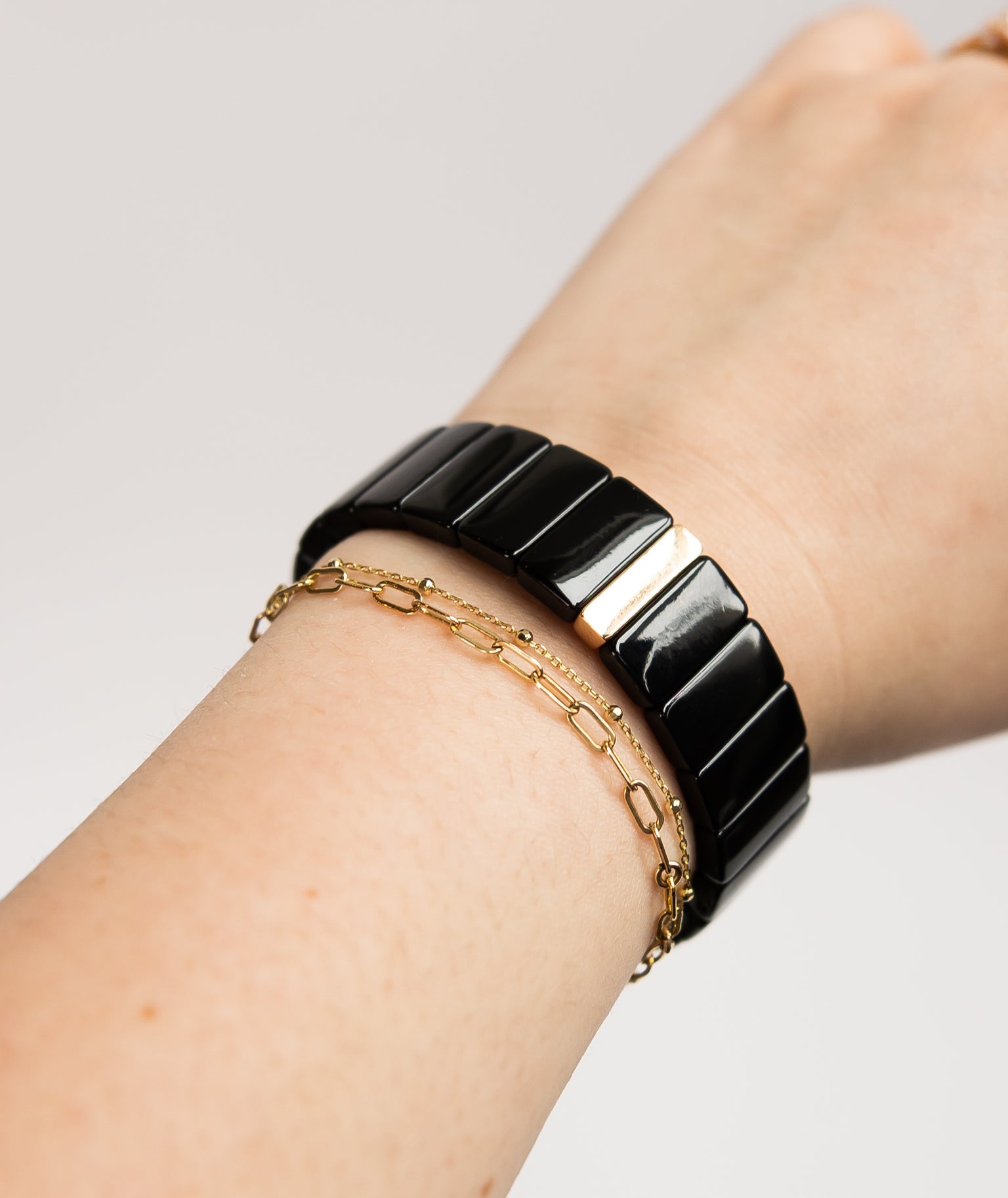 Thick Black Tila Bracelet
