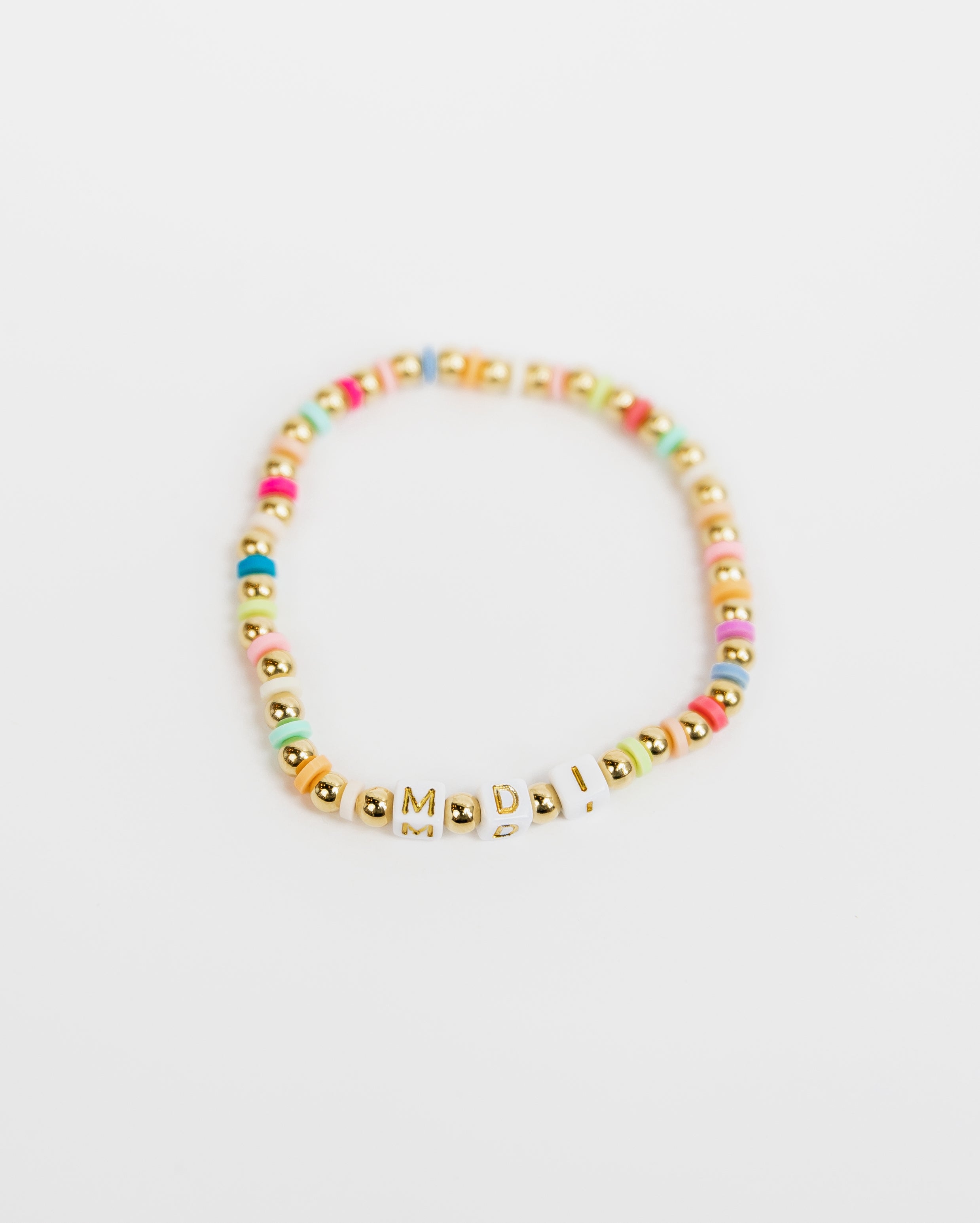 Rainbow 14k Gold Initial Bracelet