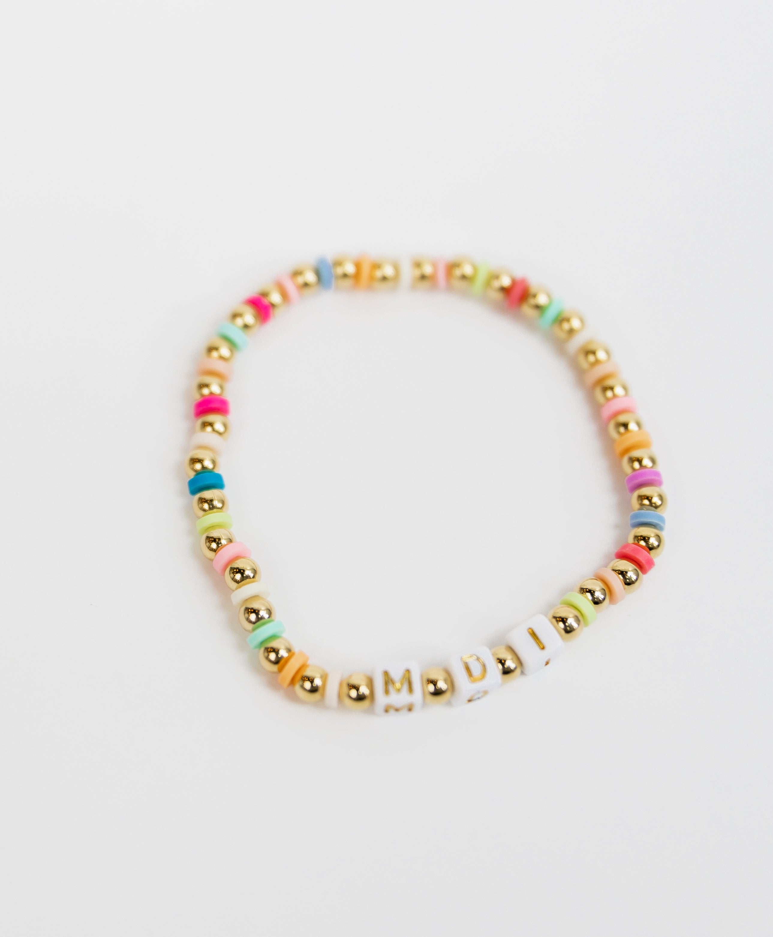 Rainbow 14k Gold Initial Bracelet