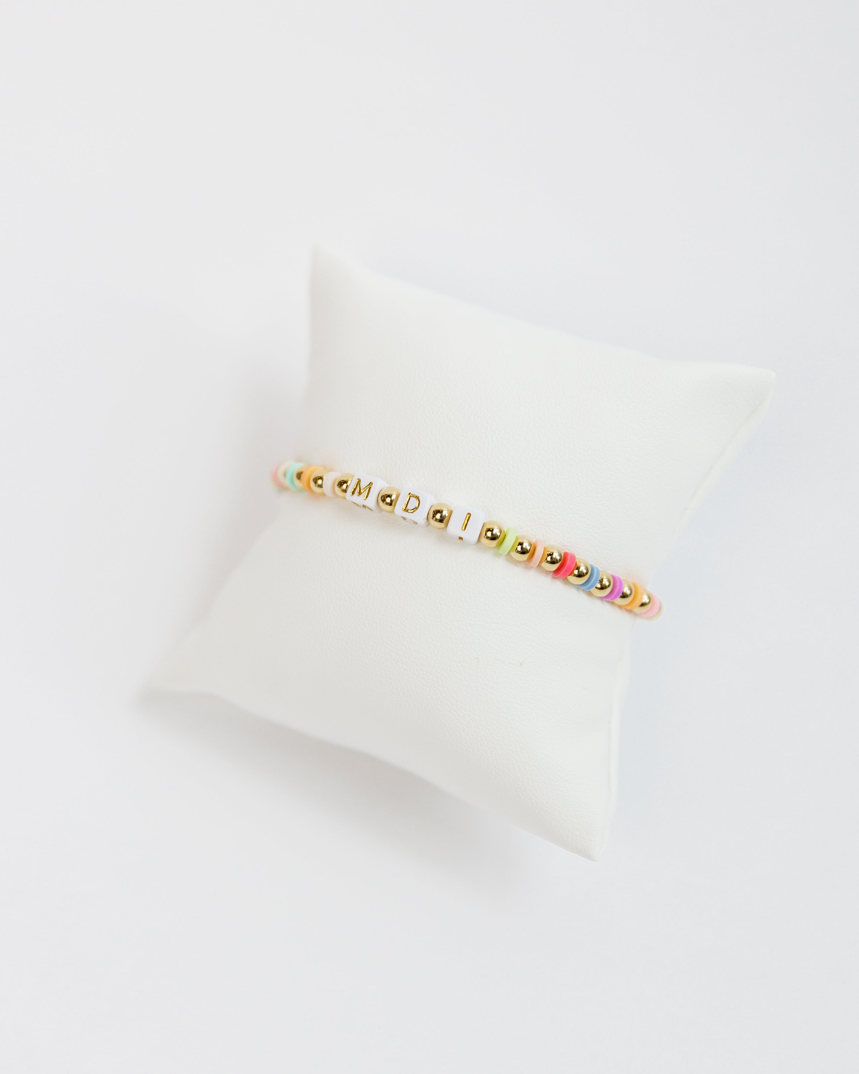Rainbow 14k Gold Initial Bracelet