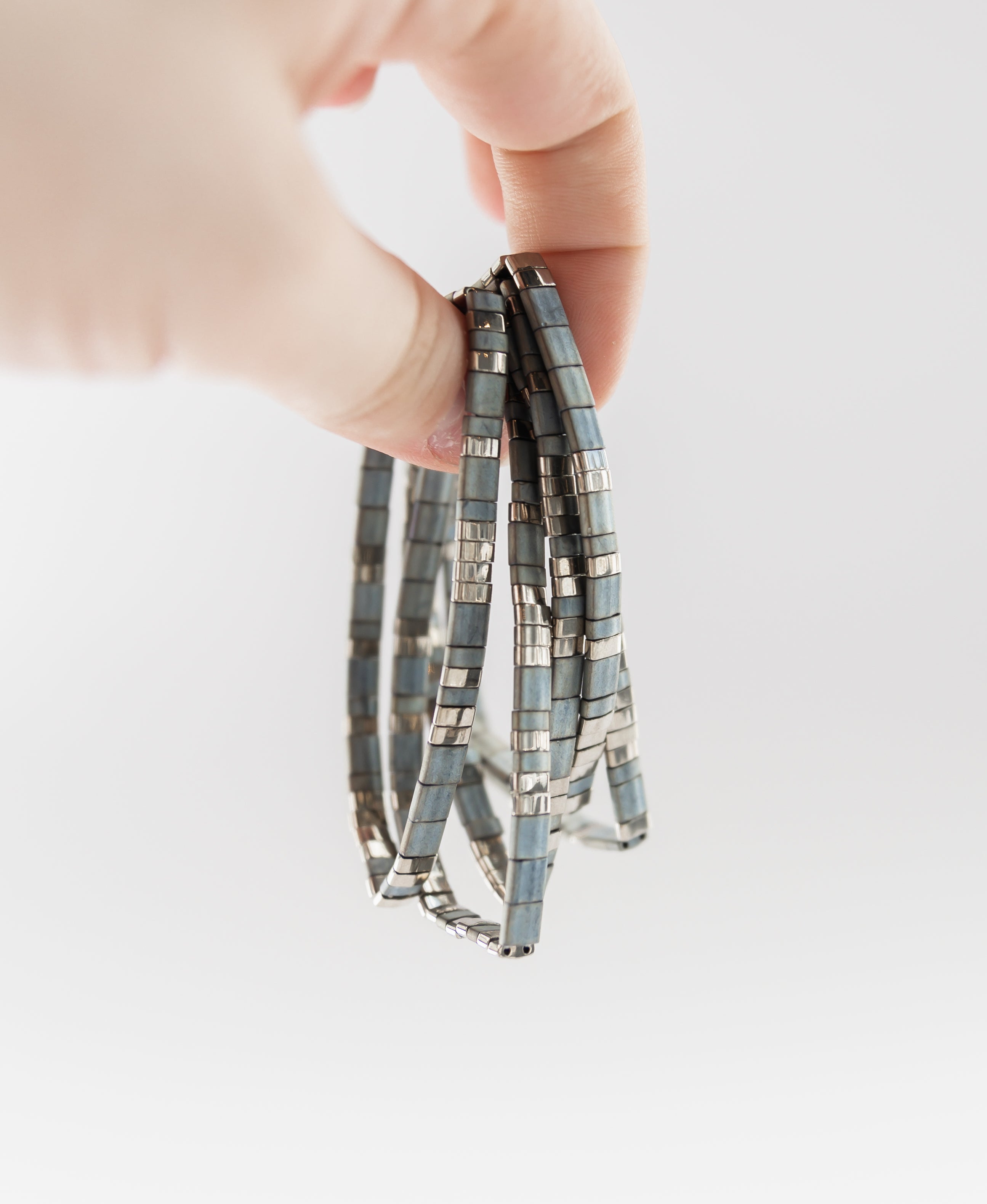 Charcoal Glass Tile Bracelet
