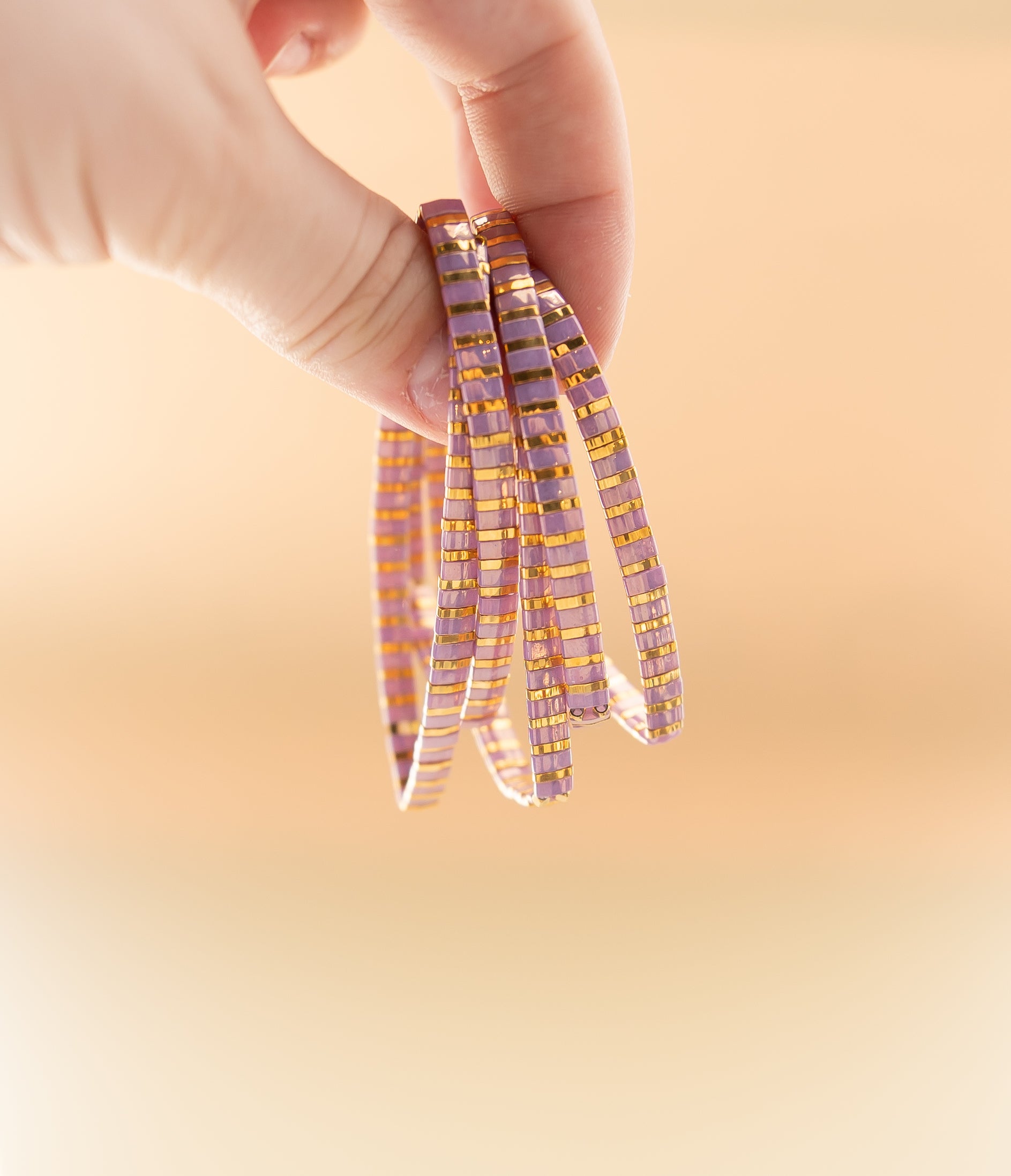 French Lavender Glass Tile Bracelet