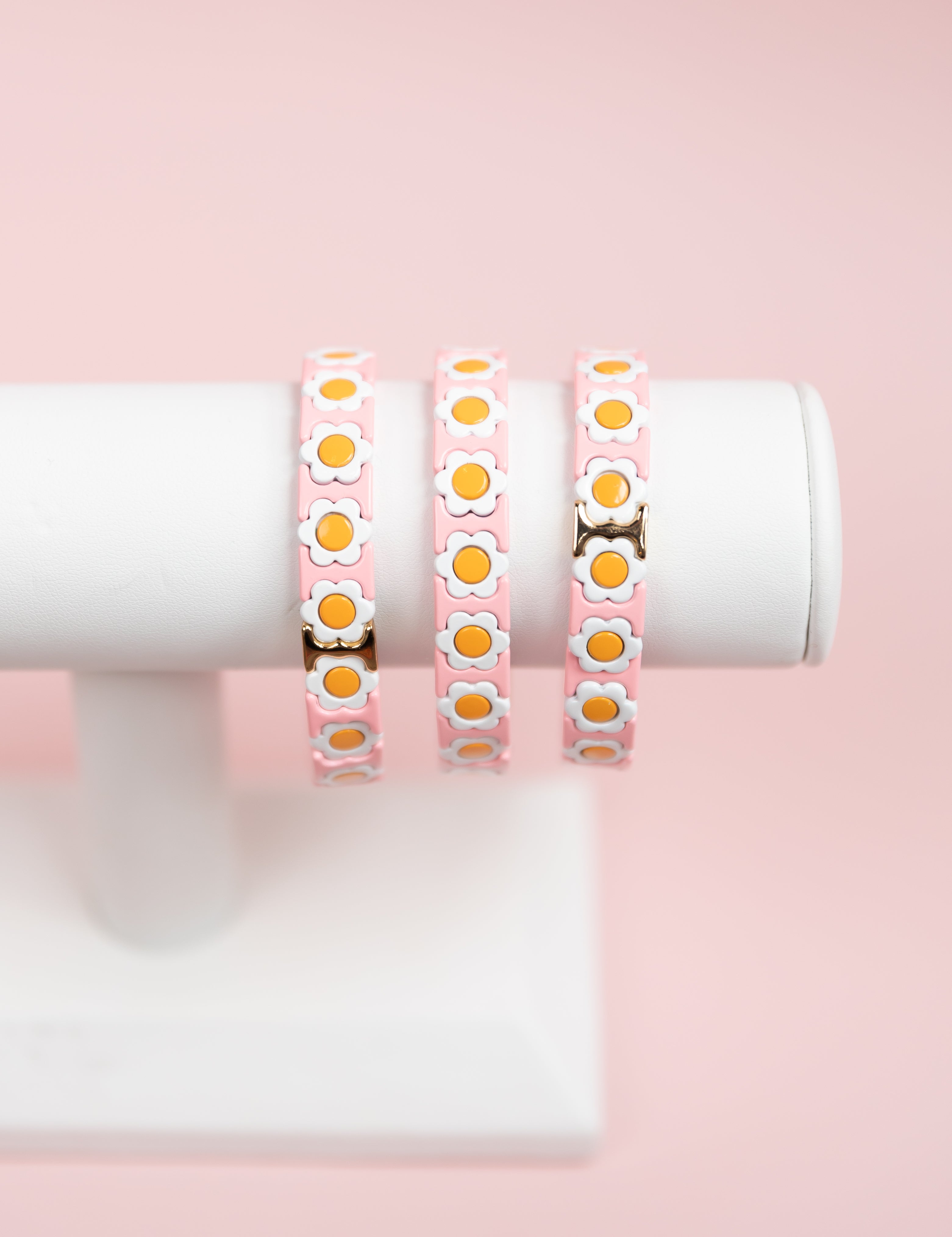 Pink Flower Tila Bracelet