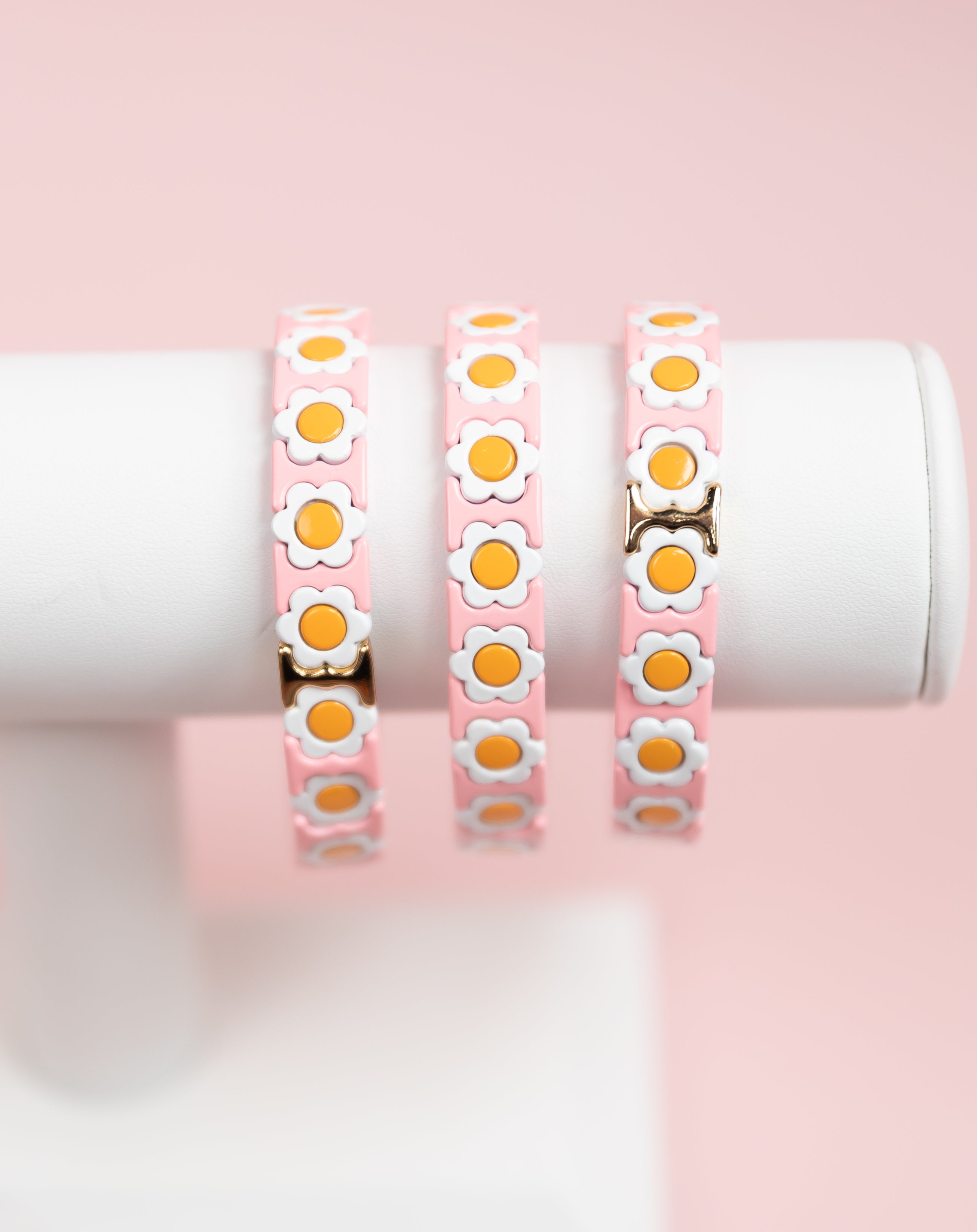 Pink Flower Tila Bracelet