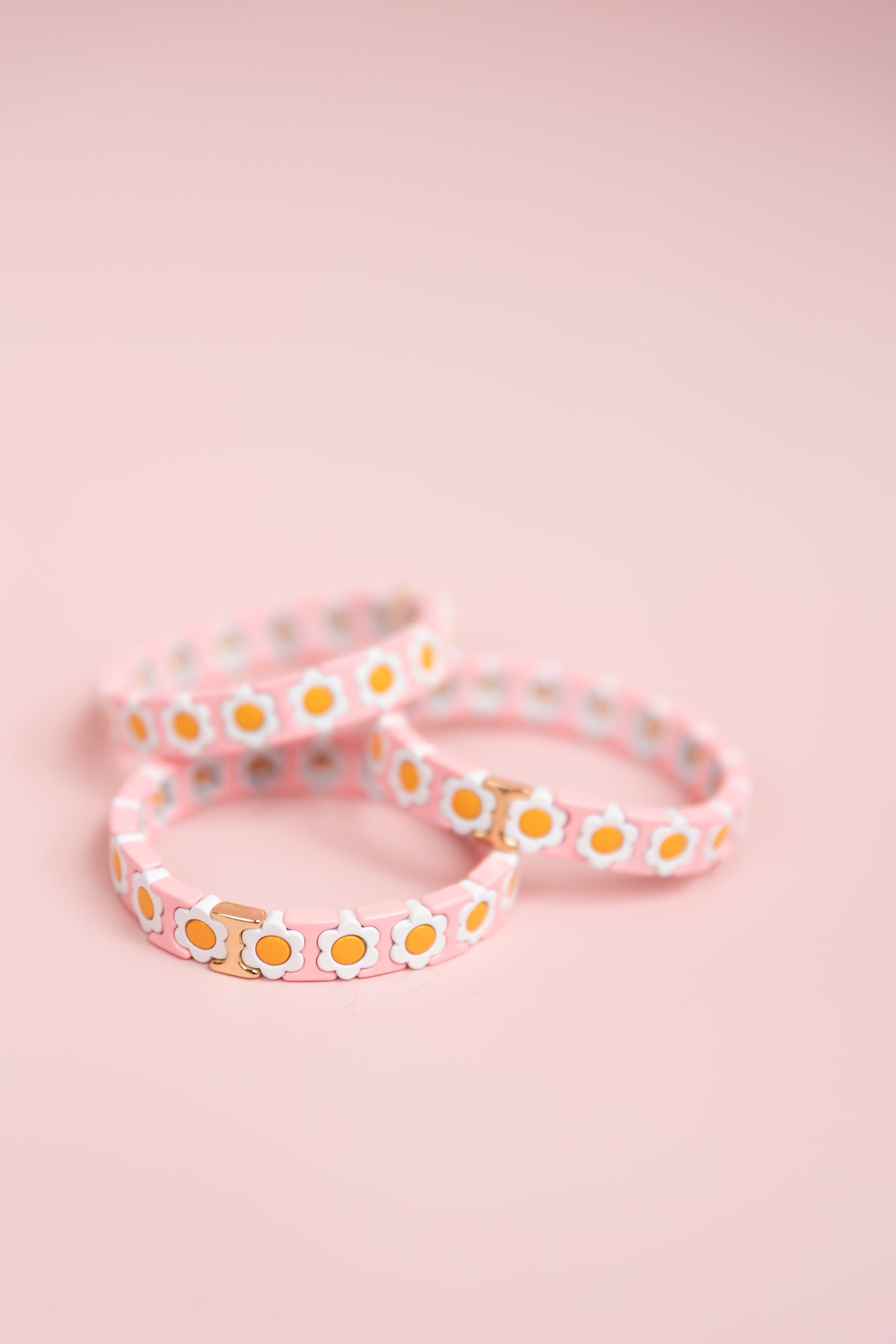 Pink Flower Tila Bracelet