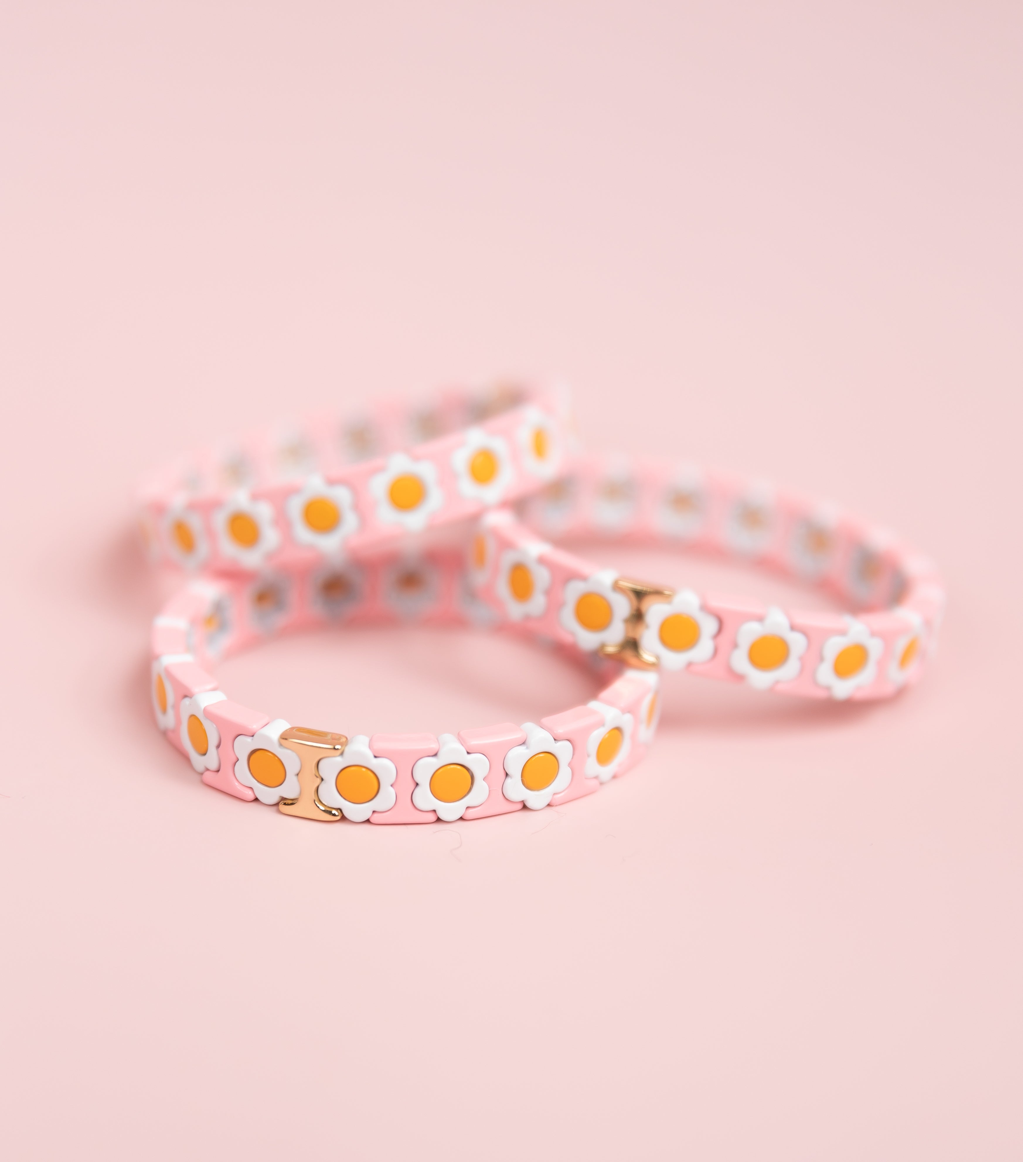 Pink Flower Tila Bracelet