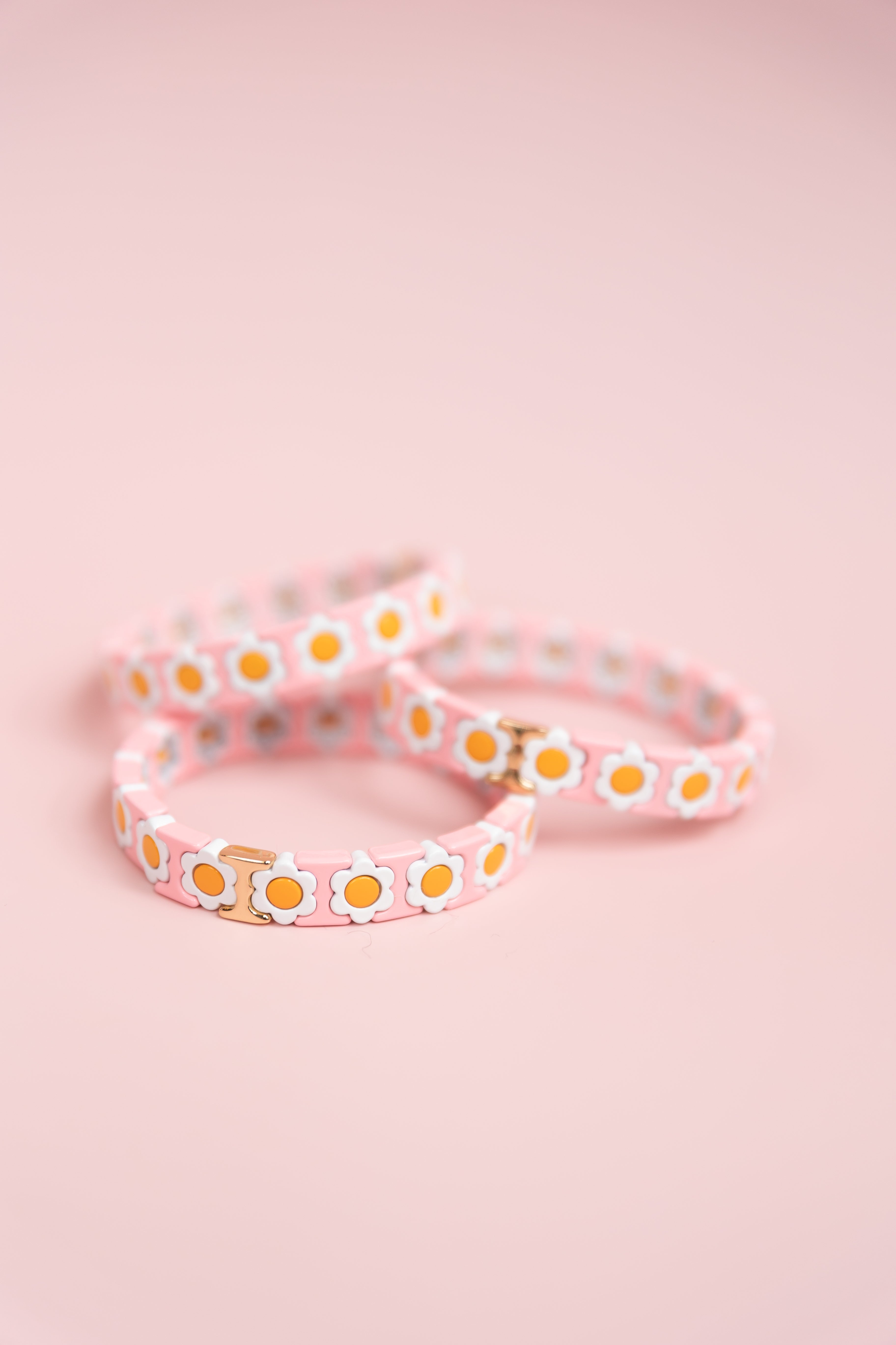 Pink Flower Tila Bracelet