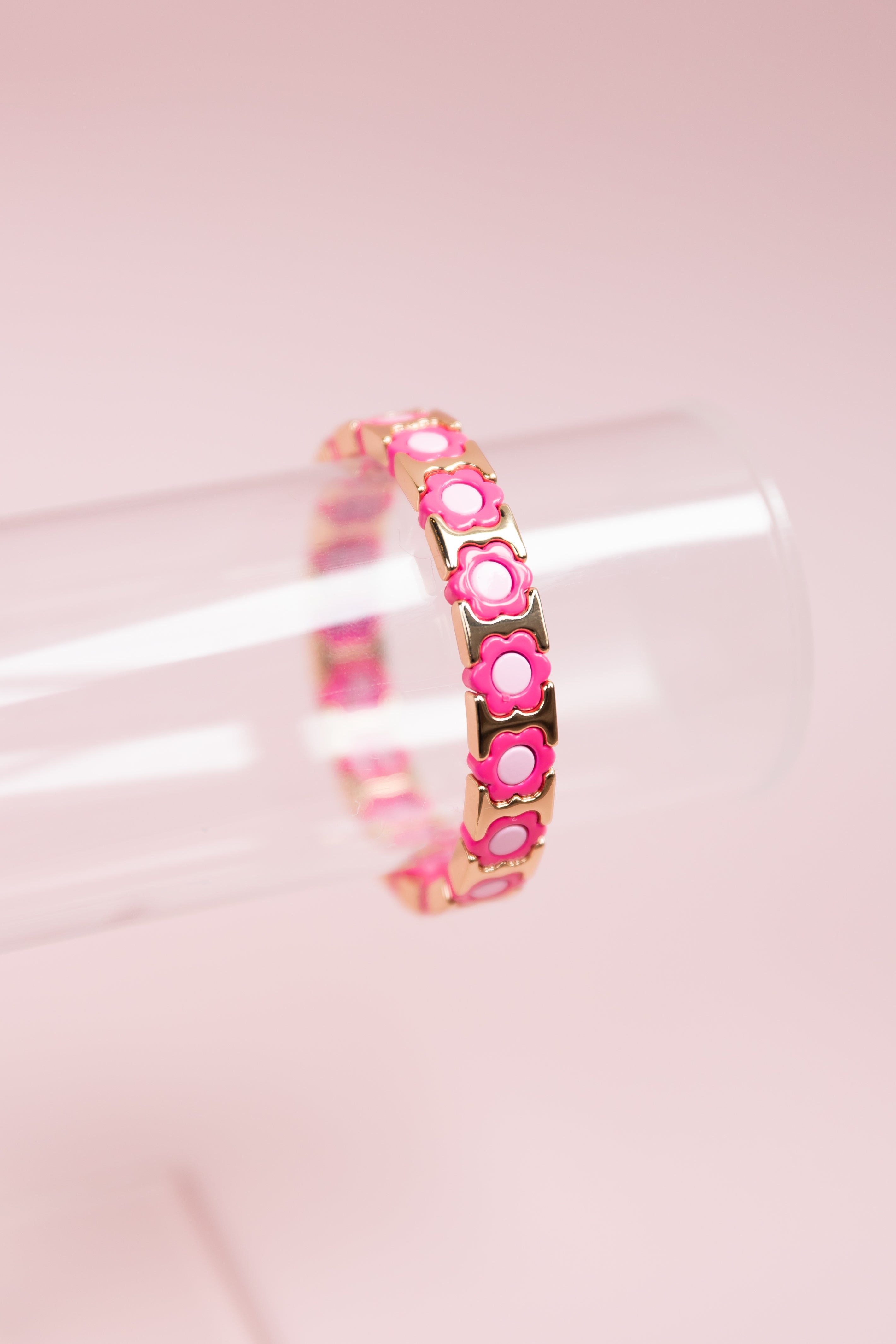 Hot Pink Flower Tila Bracelet