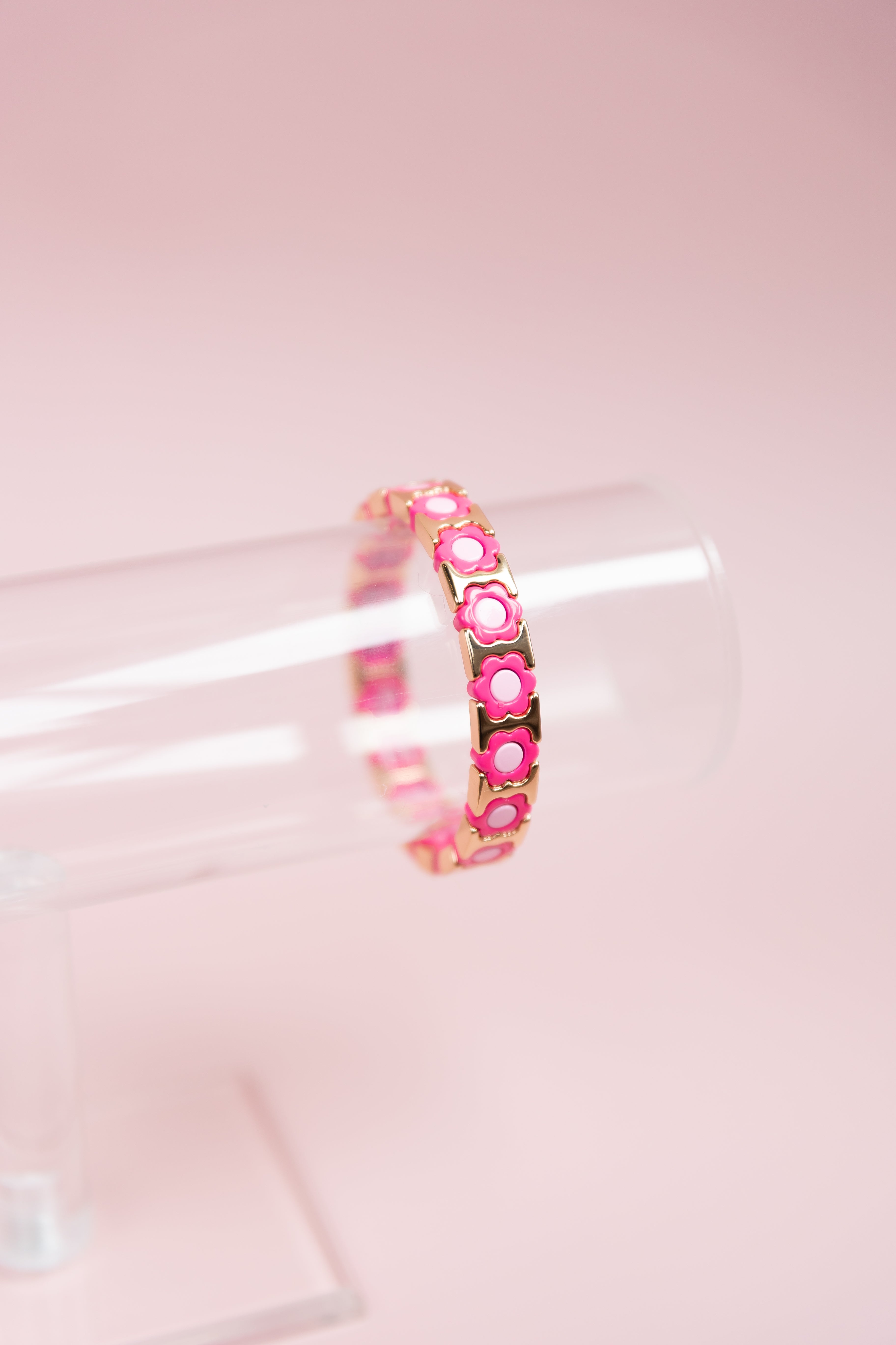 Hot Pink Flower Tila Bracelet