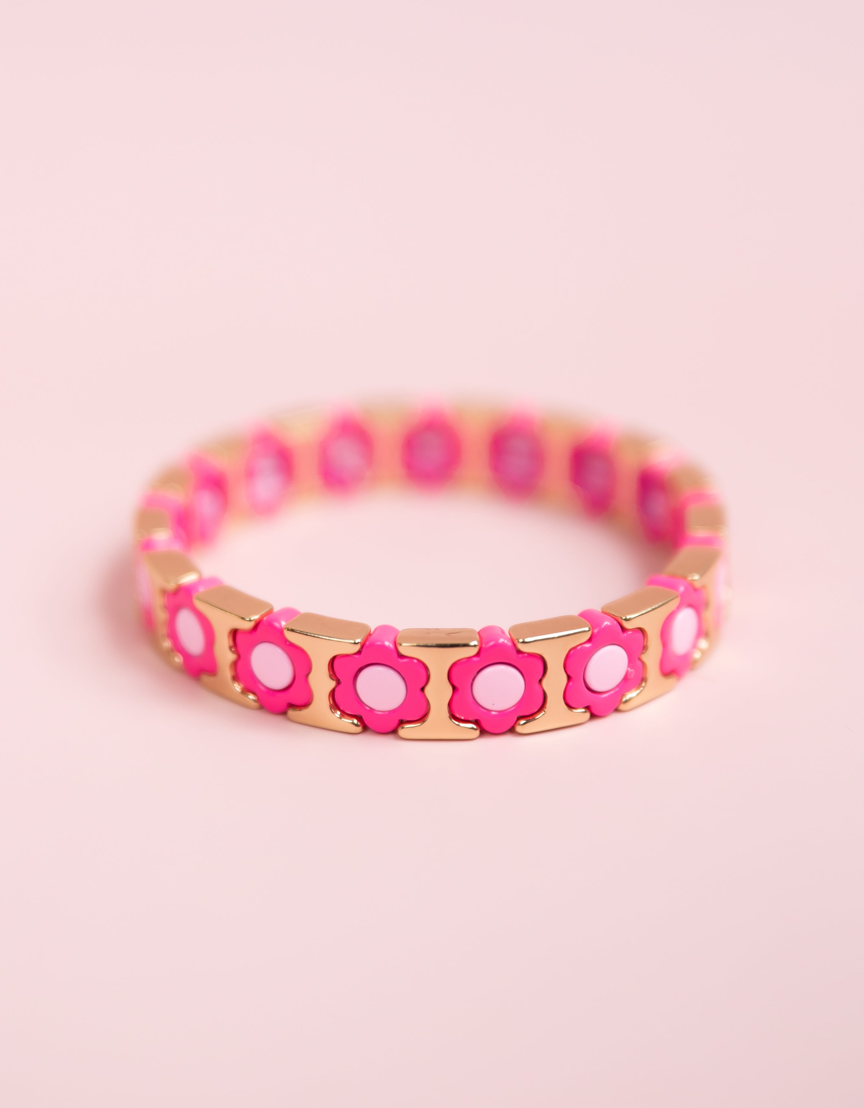 Hot Pink Flower Tila Bracelet