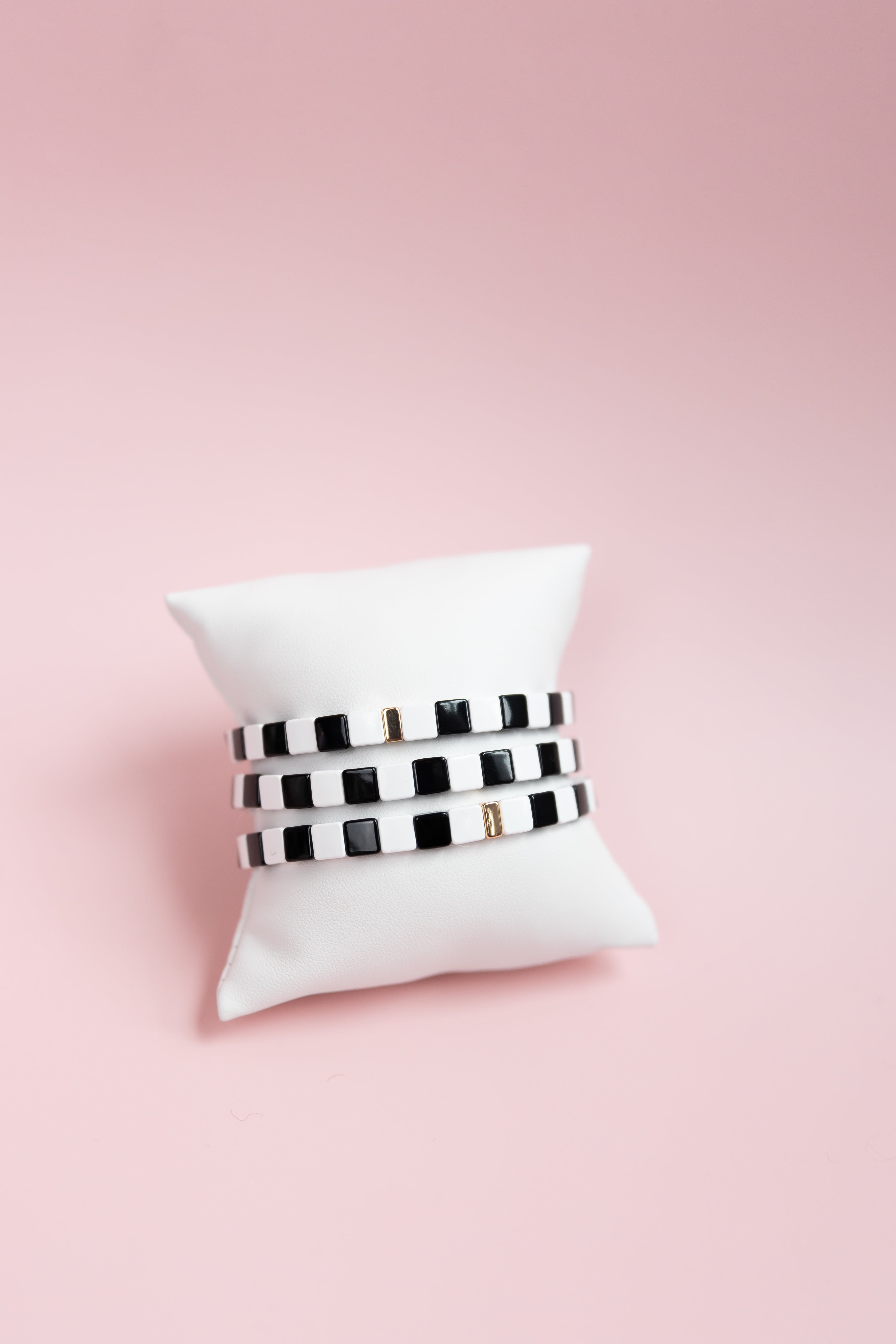 Black Checkered Tila Bracelet