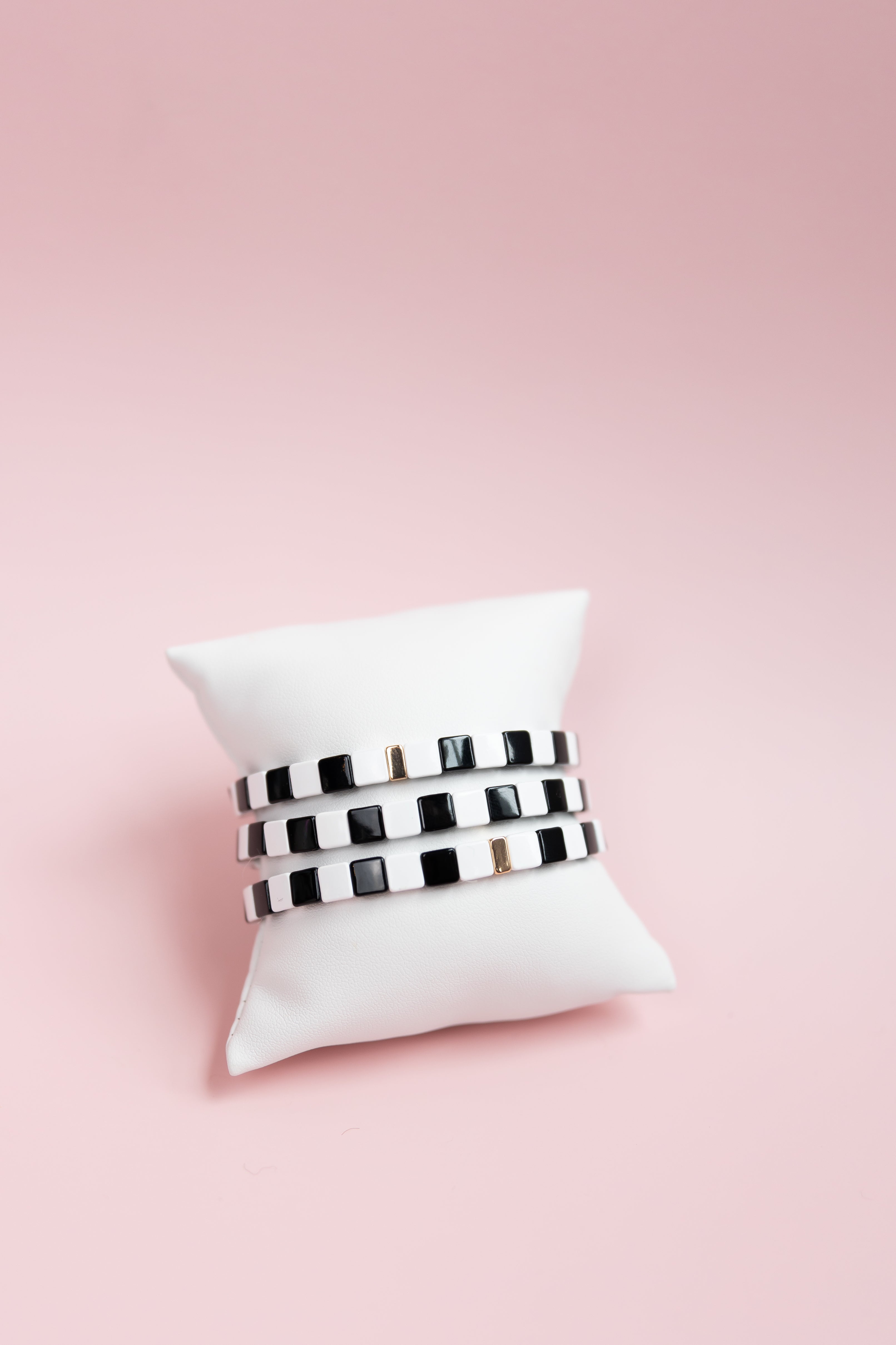 Black Checkered Tila Bracelet