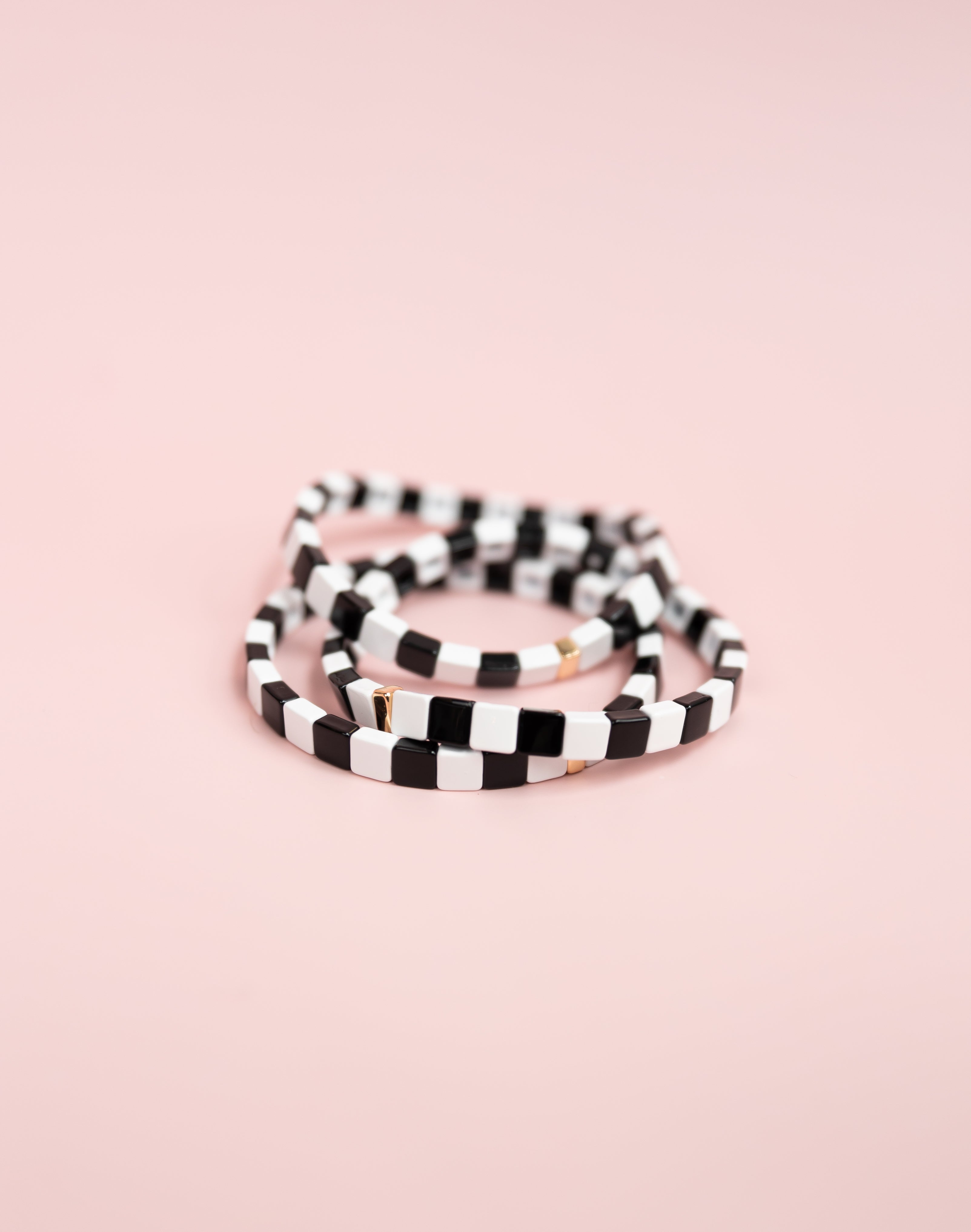 Black Checkered Tila Bracelet