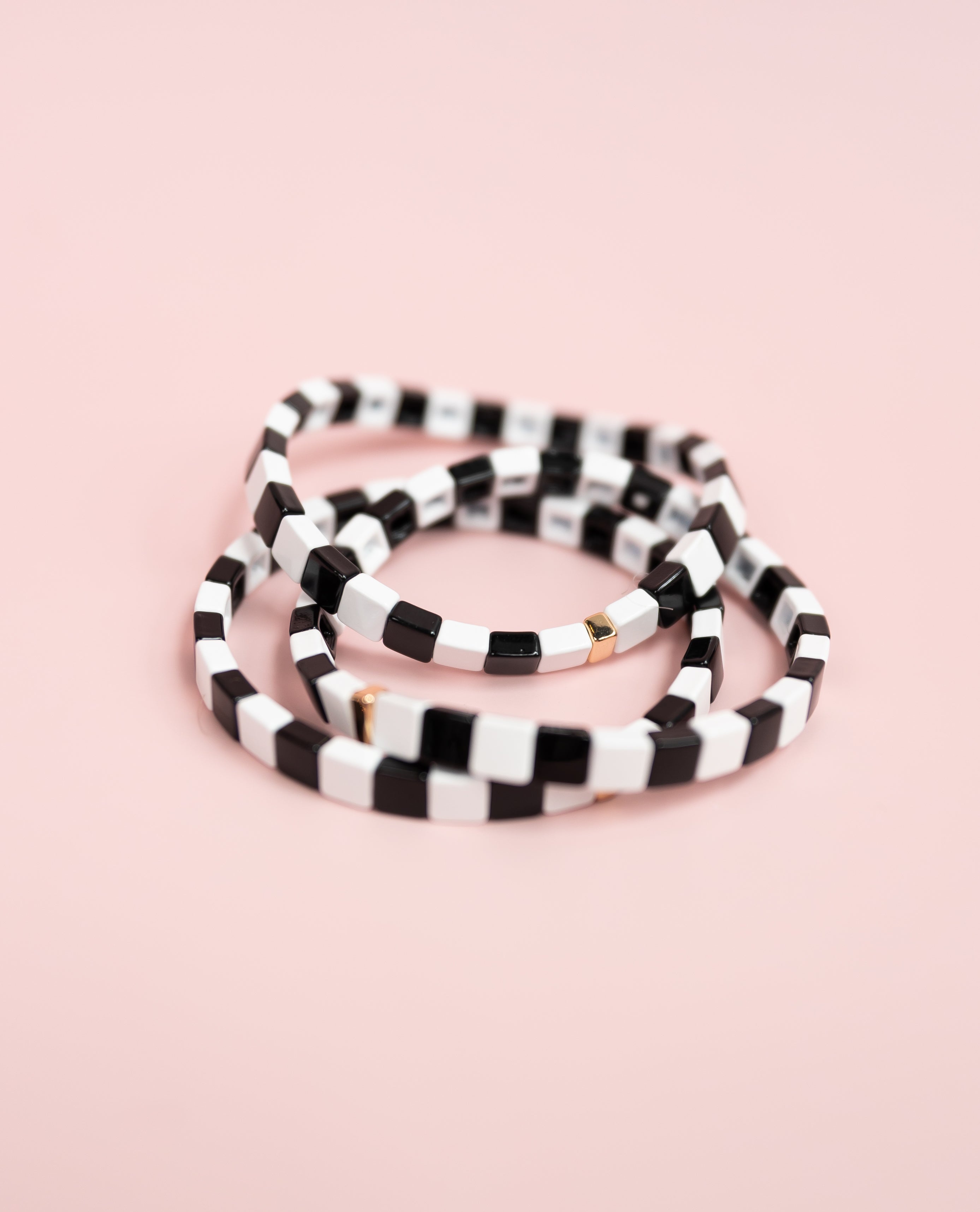 Black Checkered Tila Bracelet