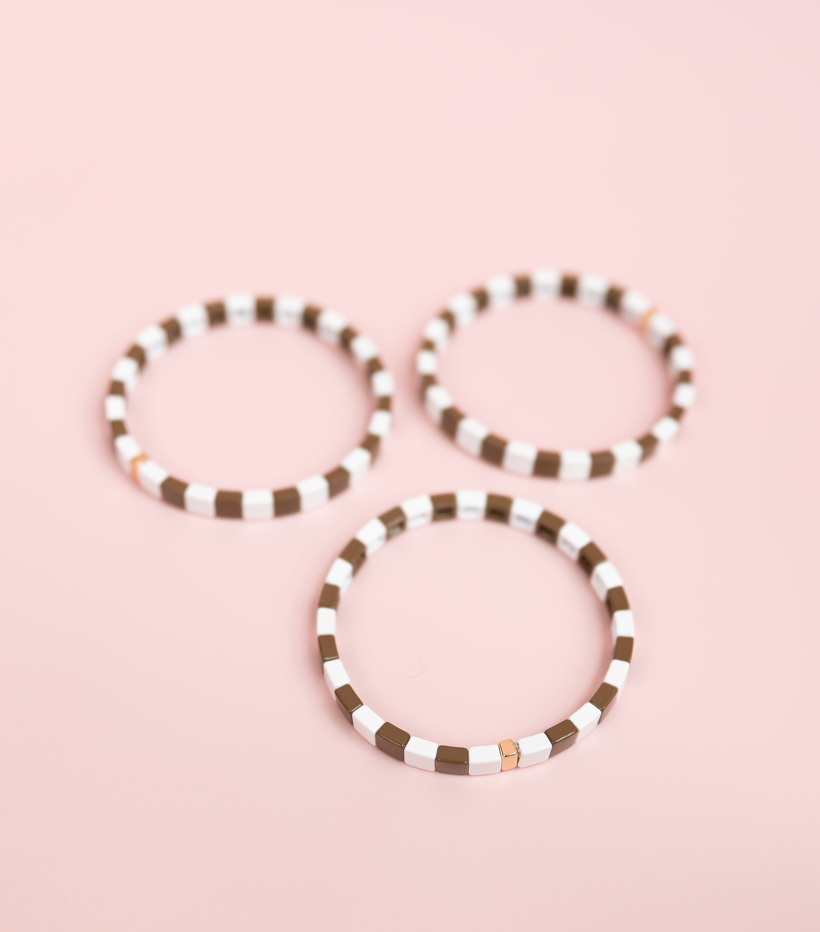 Brown Checkered Tila Bracelet