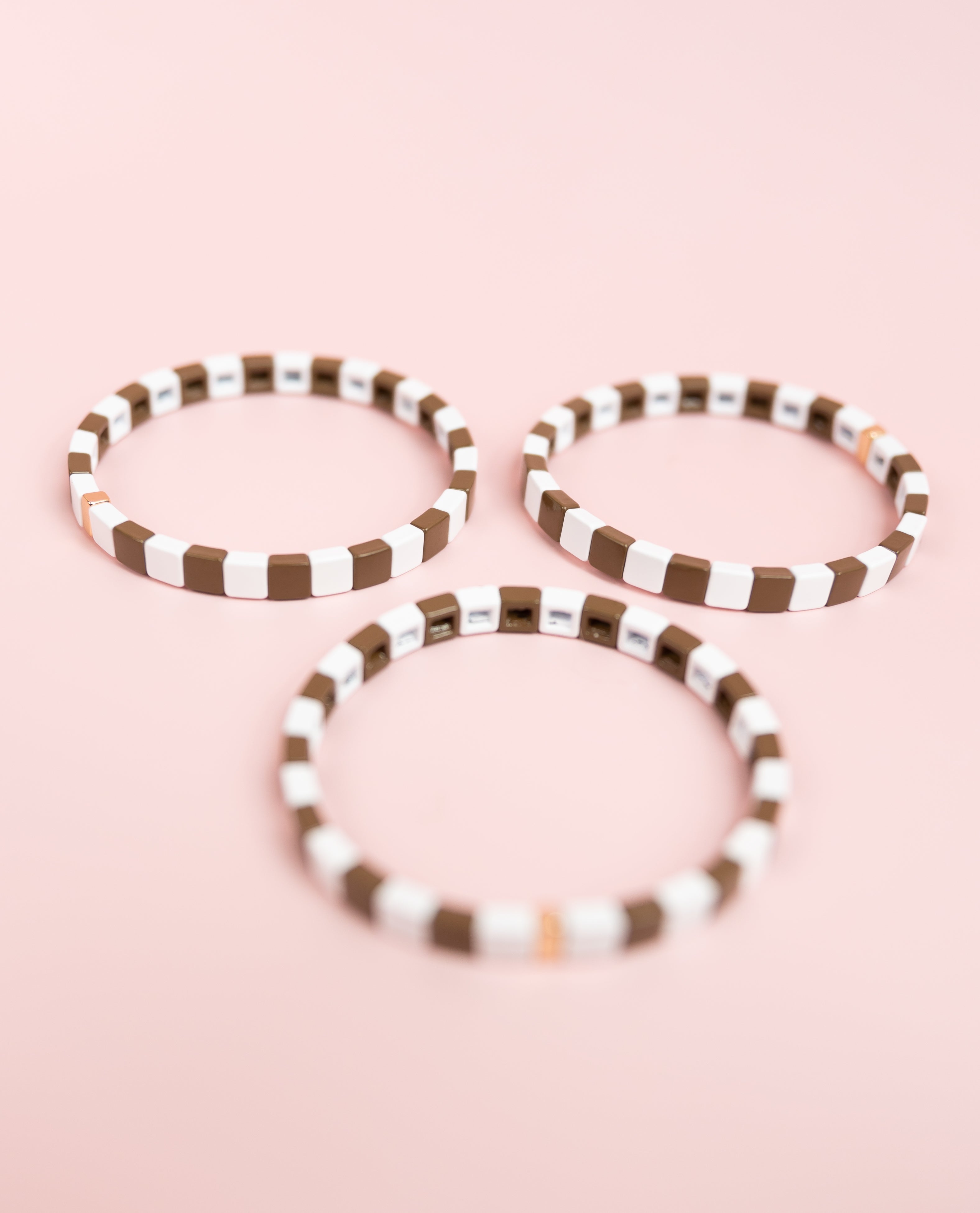 Brown Checkered Tila Bracelet