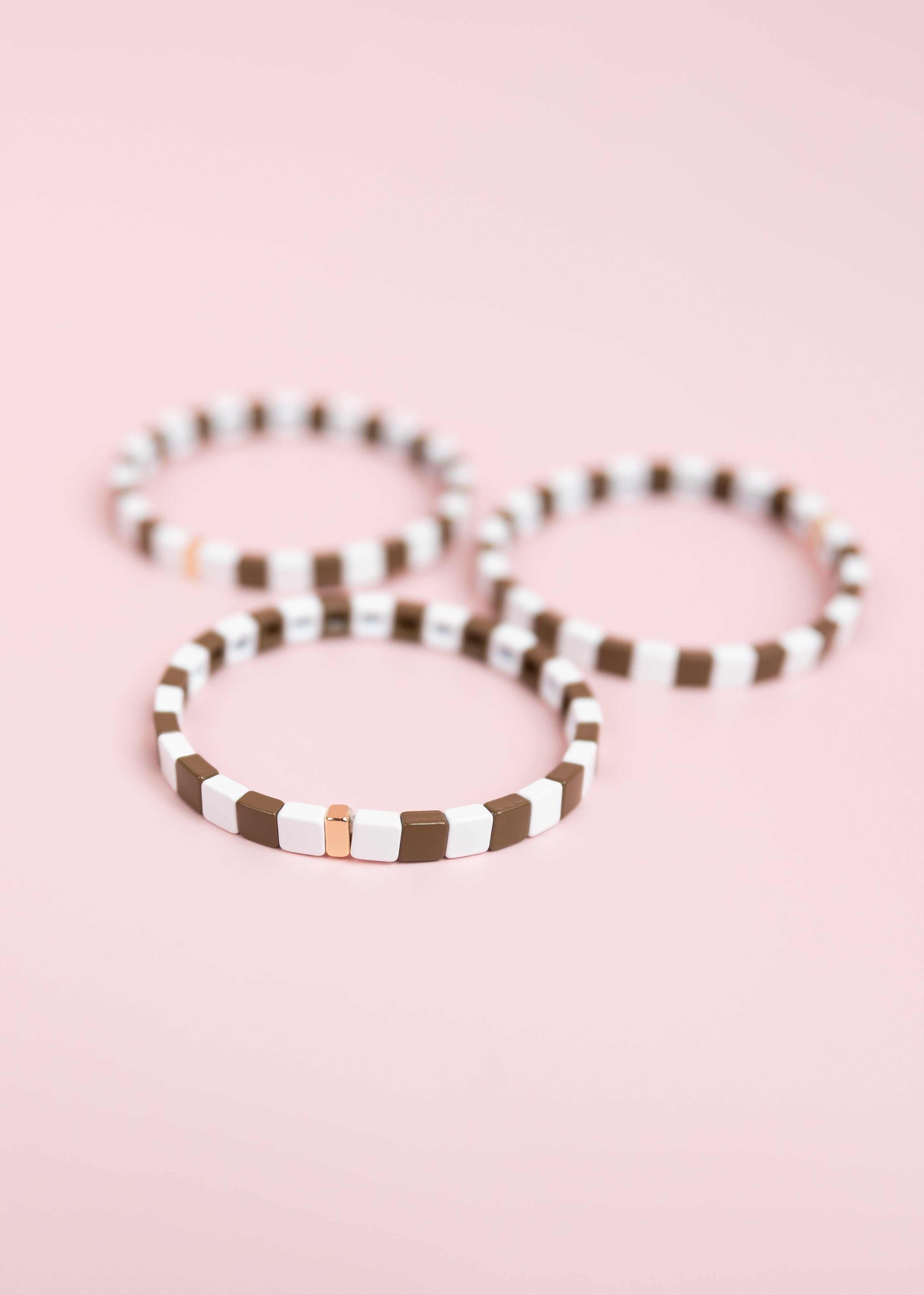 Brown Checkered Tila Bracelet