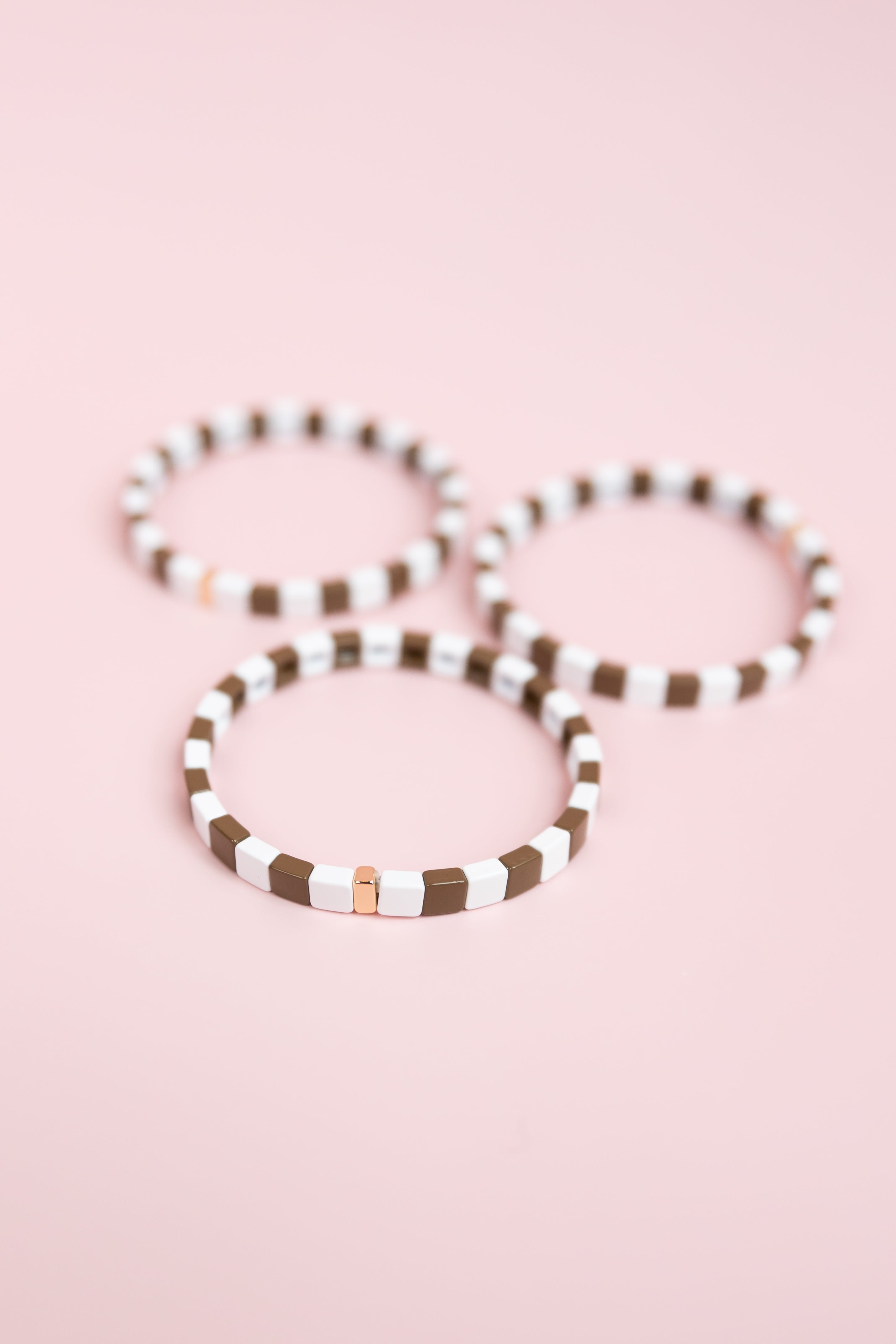 Brown Checkered Tila Bracelet