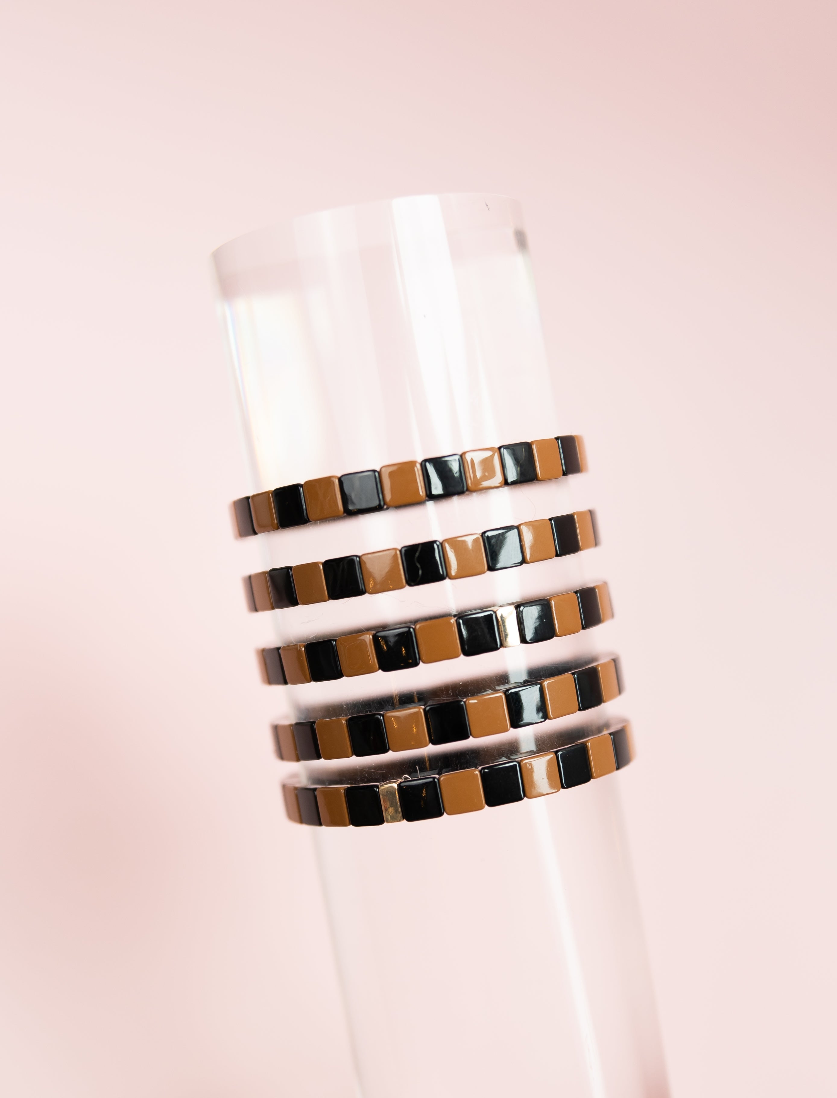 Chocolate Checkered Tila Bracelet