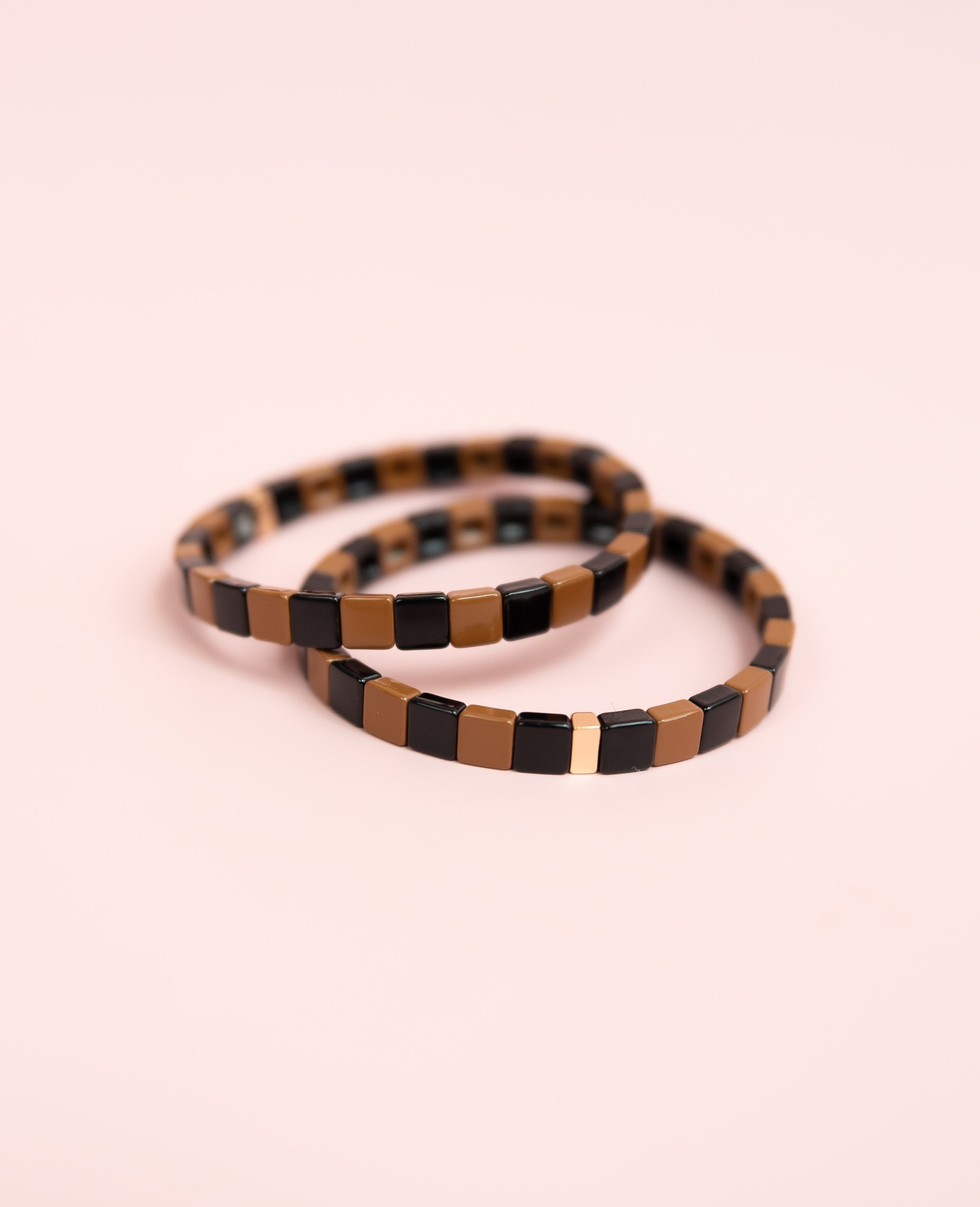 Chocolate Checkered Tila Bracelet