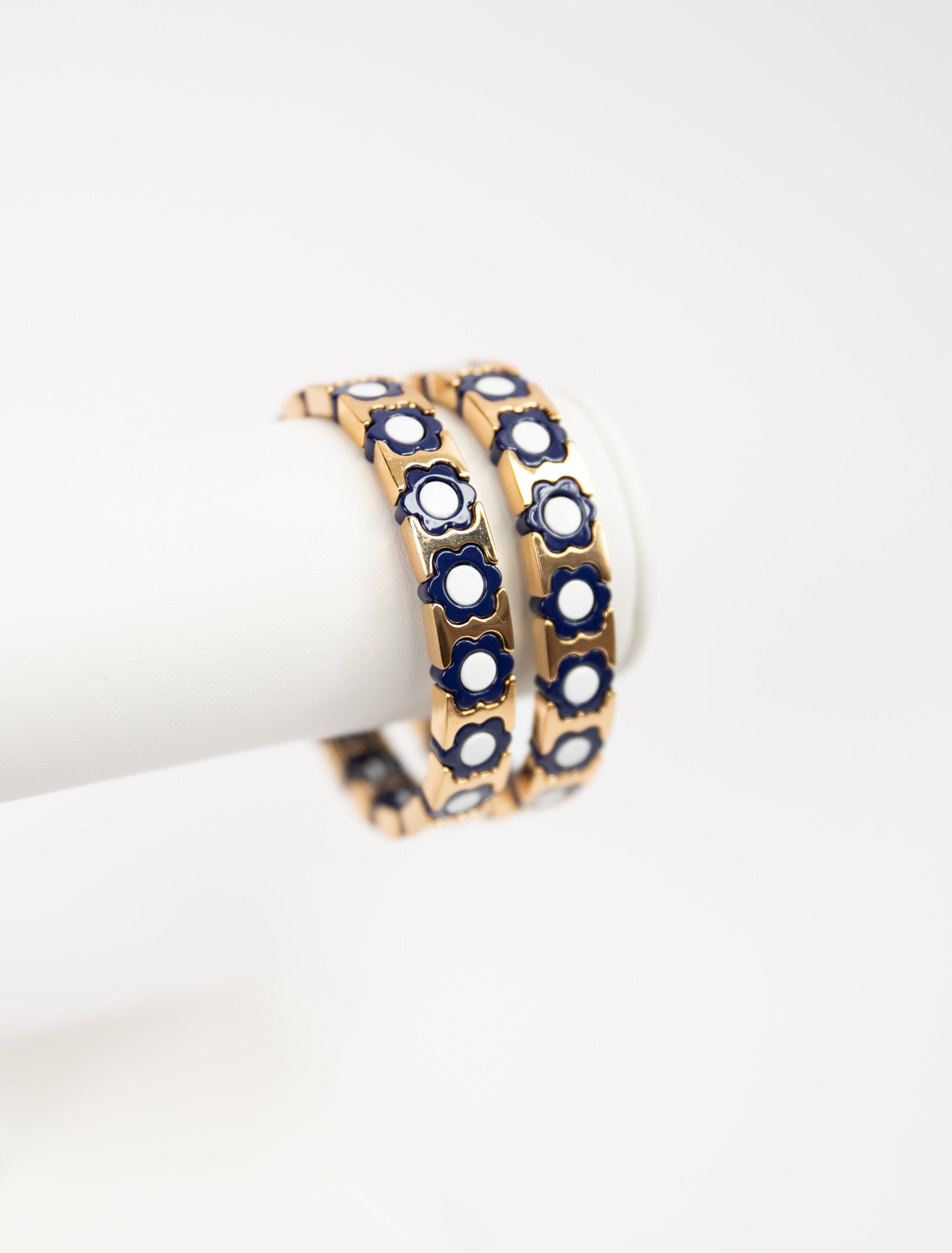 Navy Flower Tila Bracelet