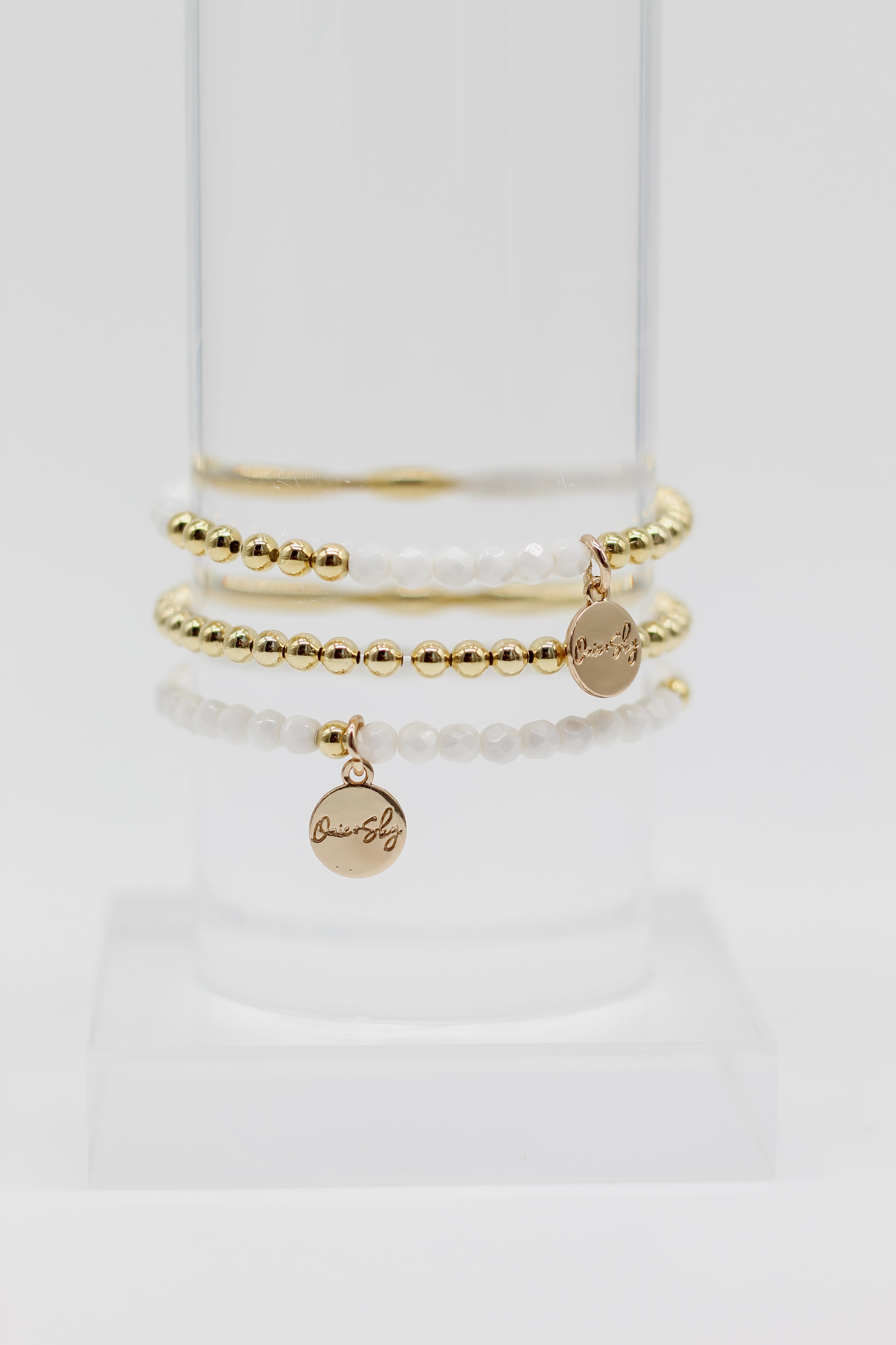White Seed Gold Filled Stack