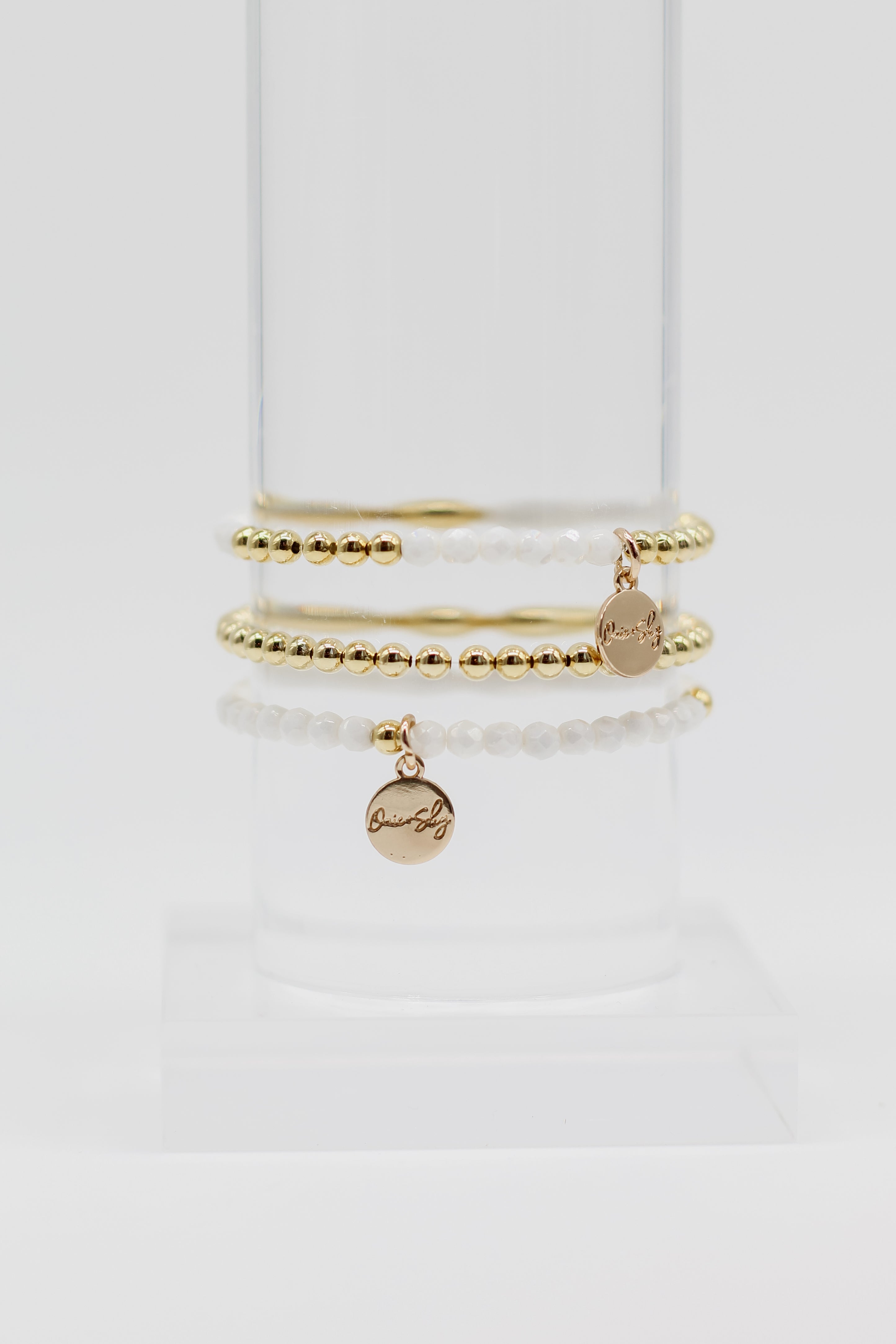 White Seed Gold Filled Stack