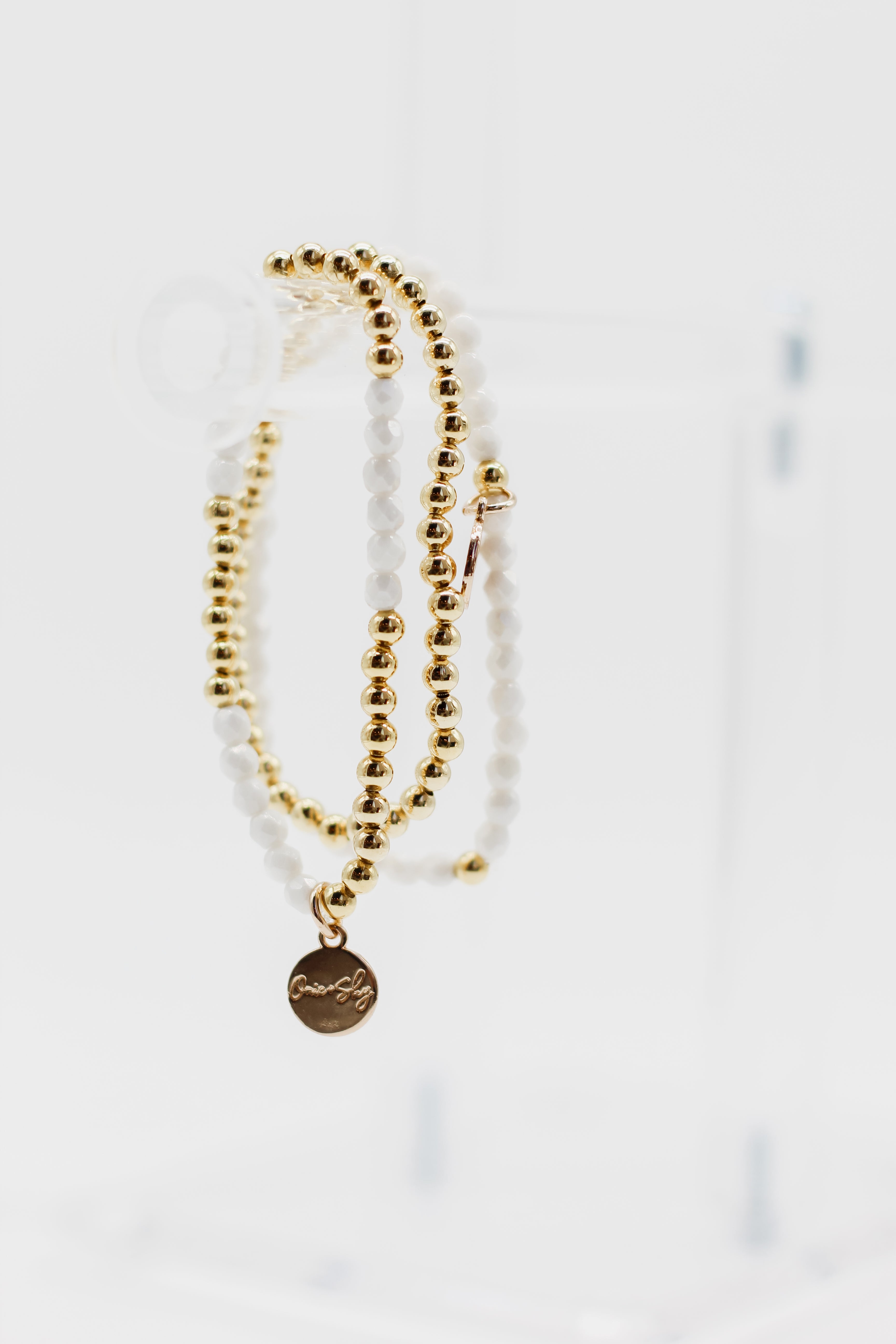 White Seed Gold Filled Stack