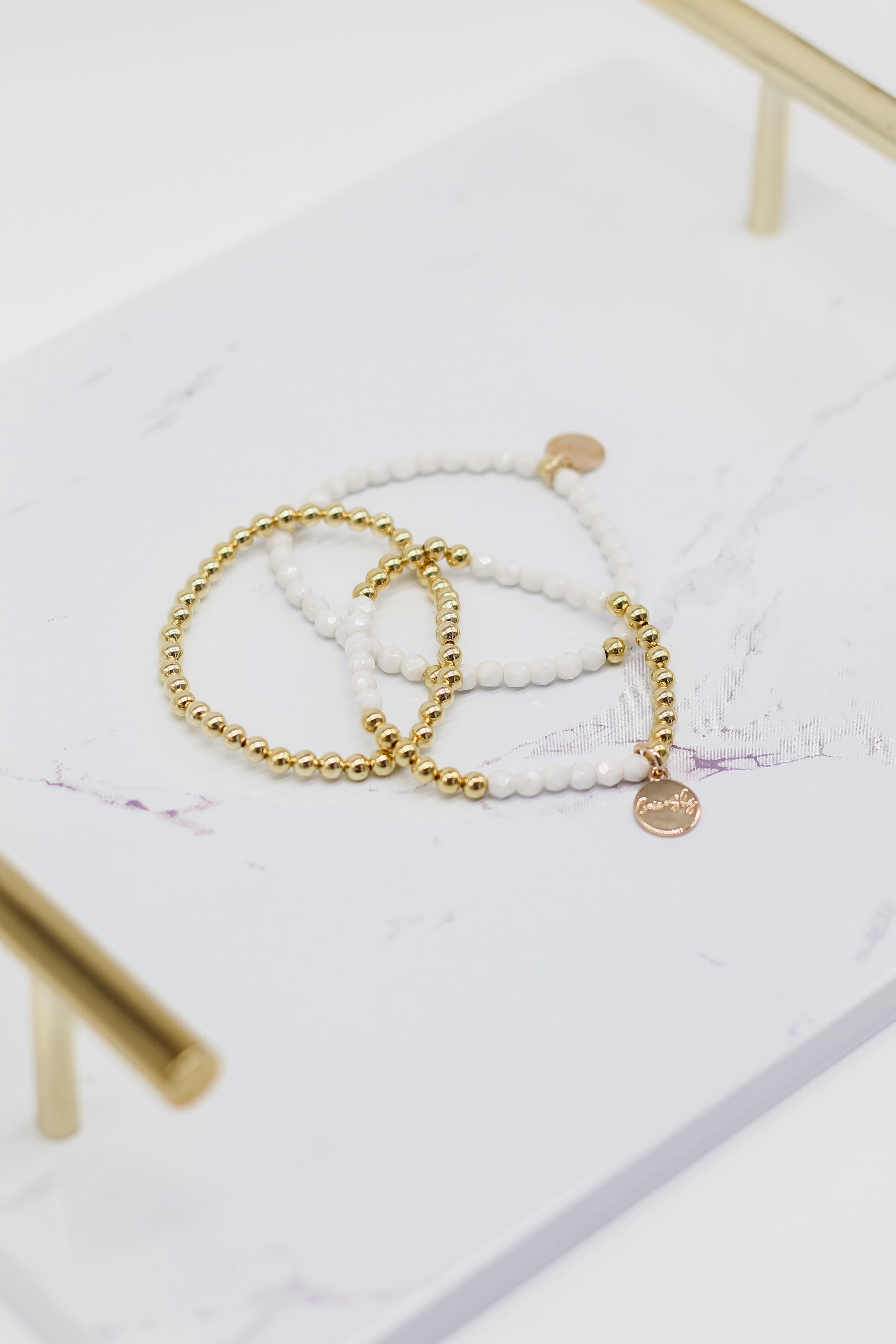 White Seed Gold Filled Stack