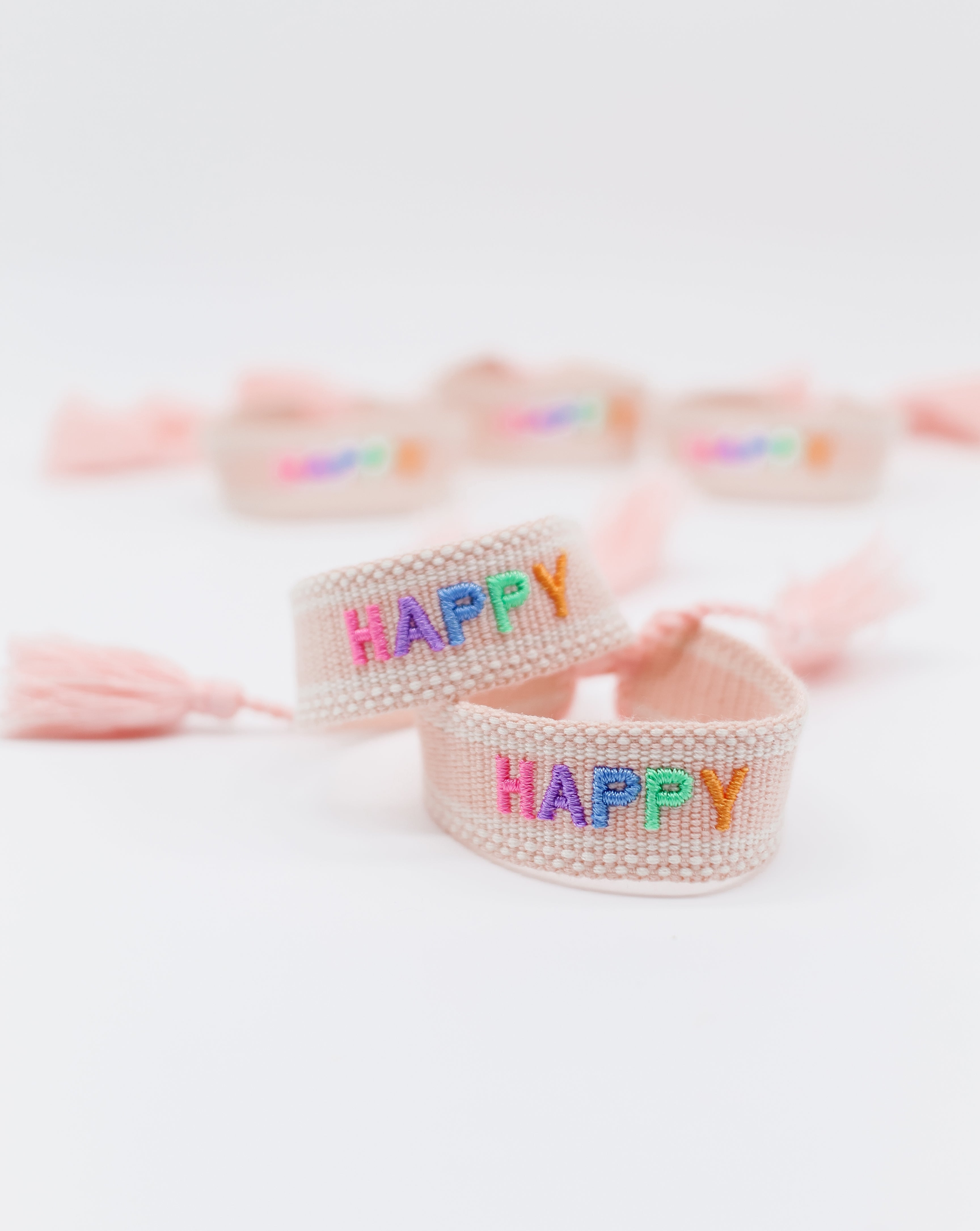 Happy Embroidered Bracelet