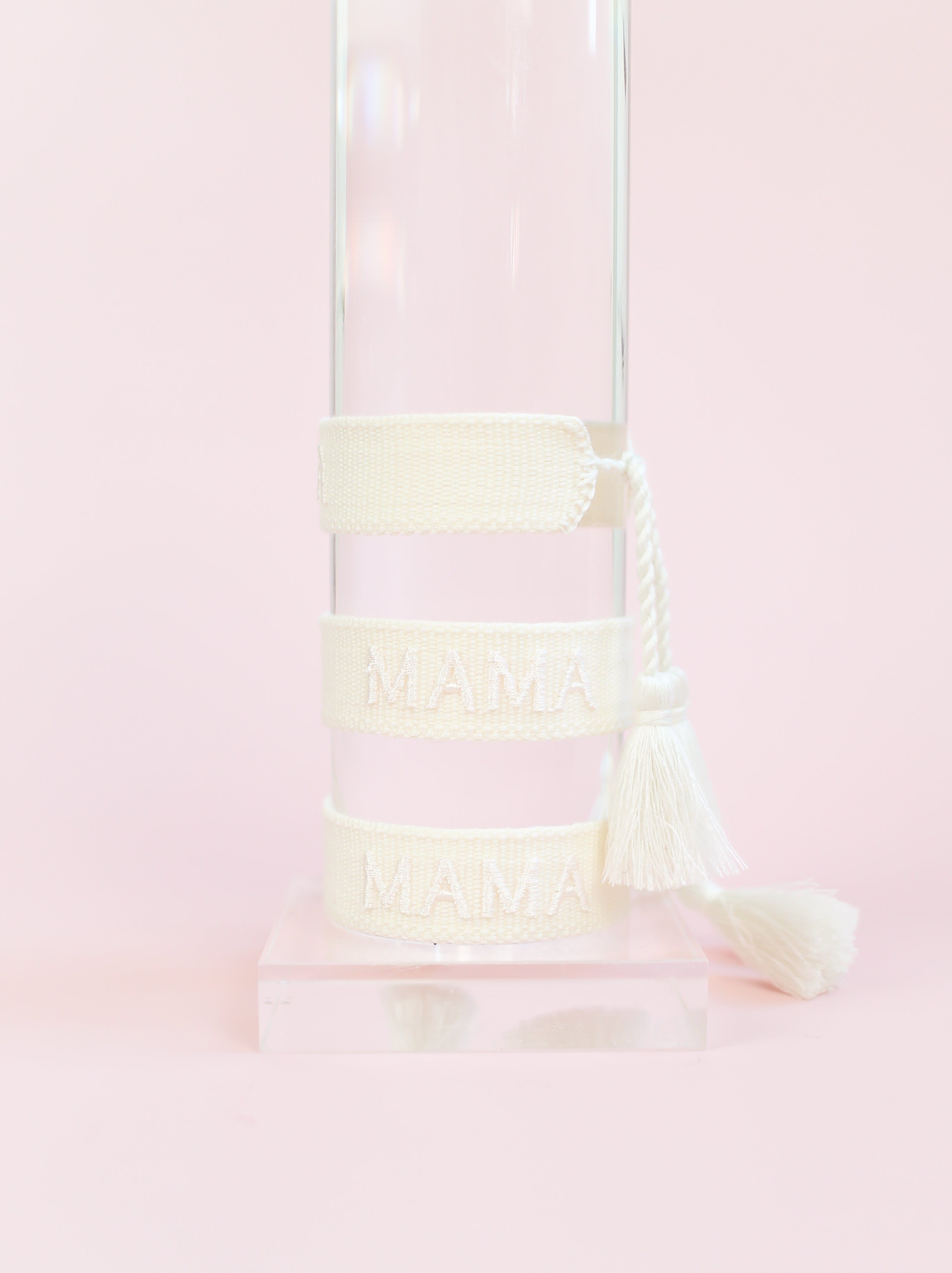 Mama Embroidered Bracelet-Cream