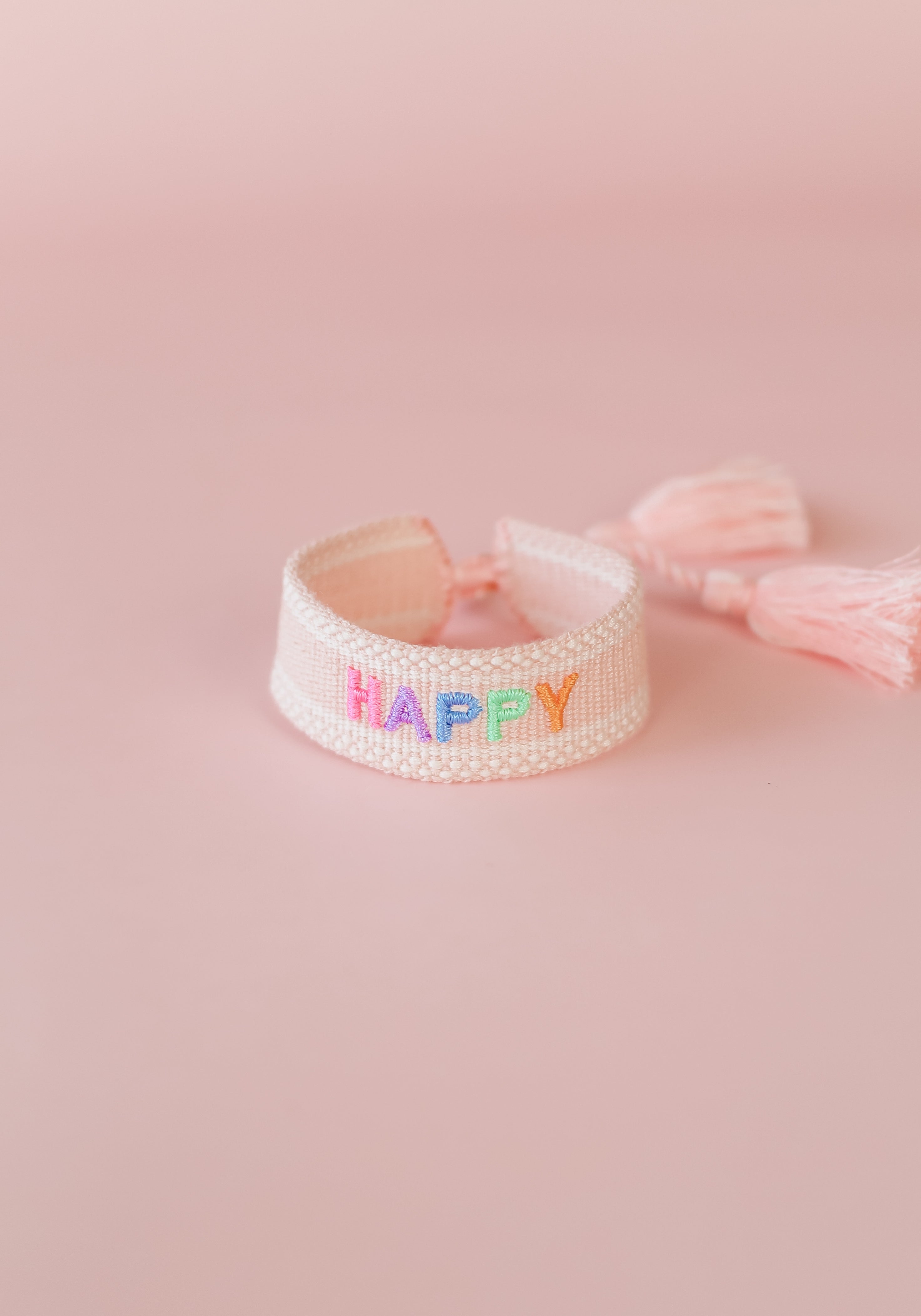 Happy Embroidered Bracelet