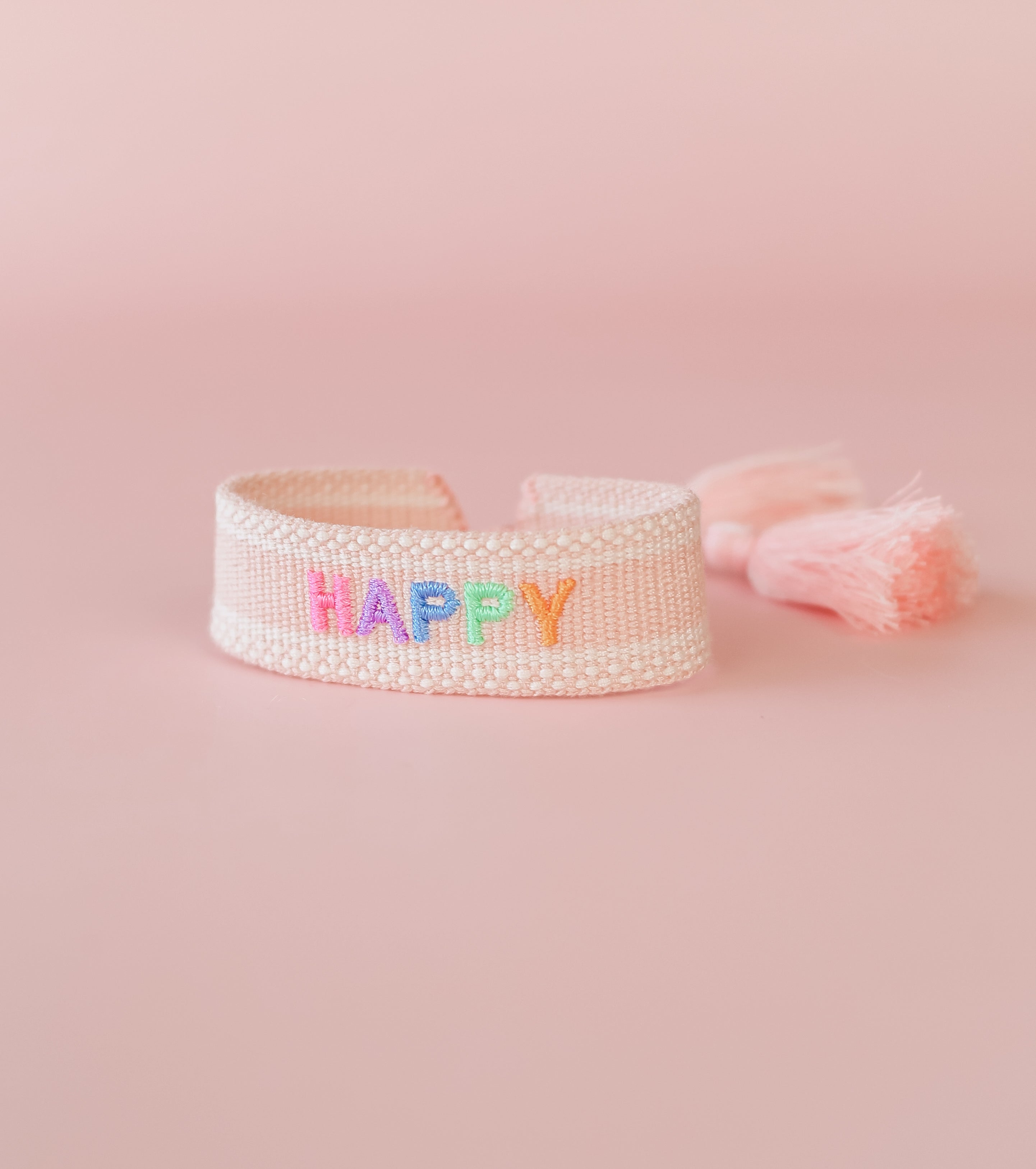 Happy Embroidered Bracelet