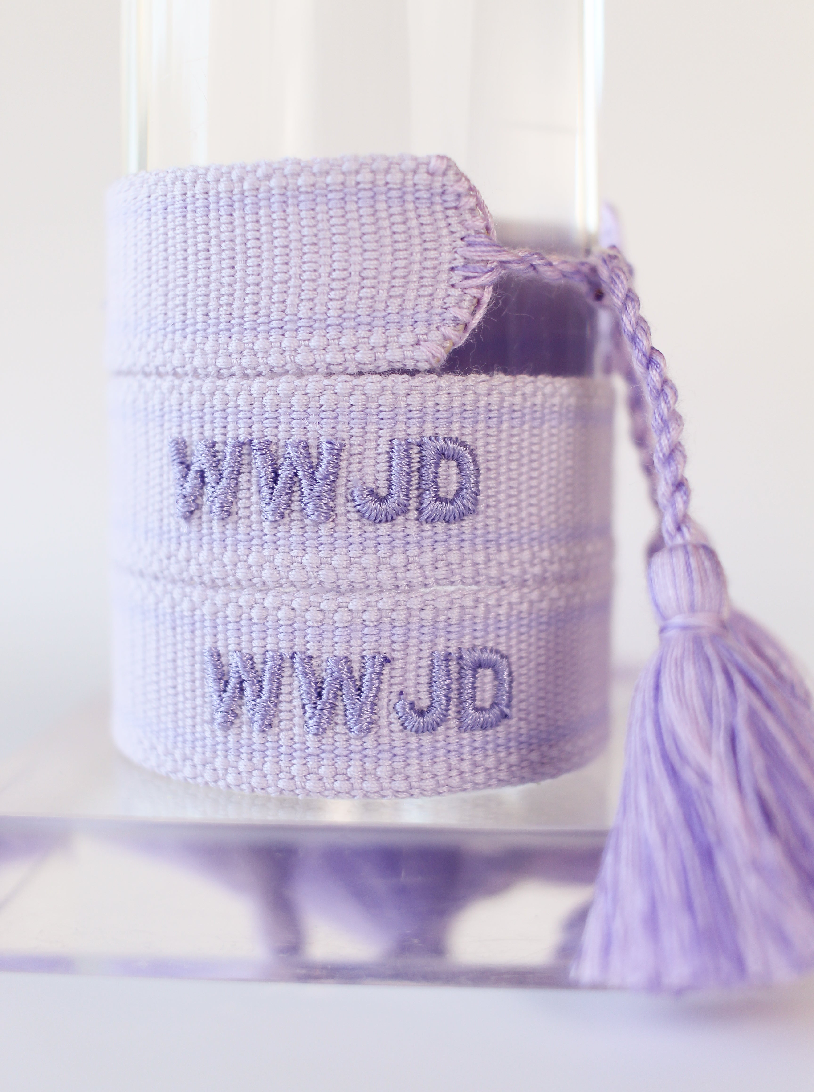 Embroidered WWJD Bracelet- Purple