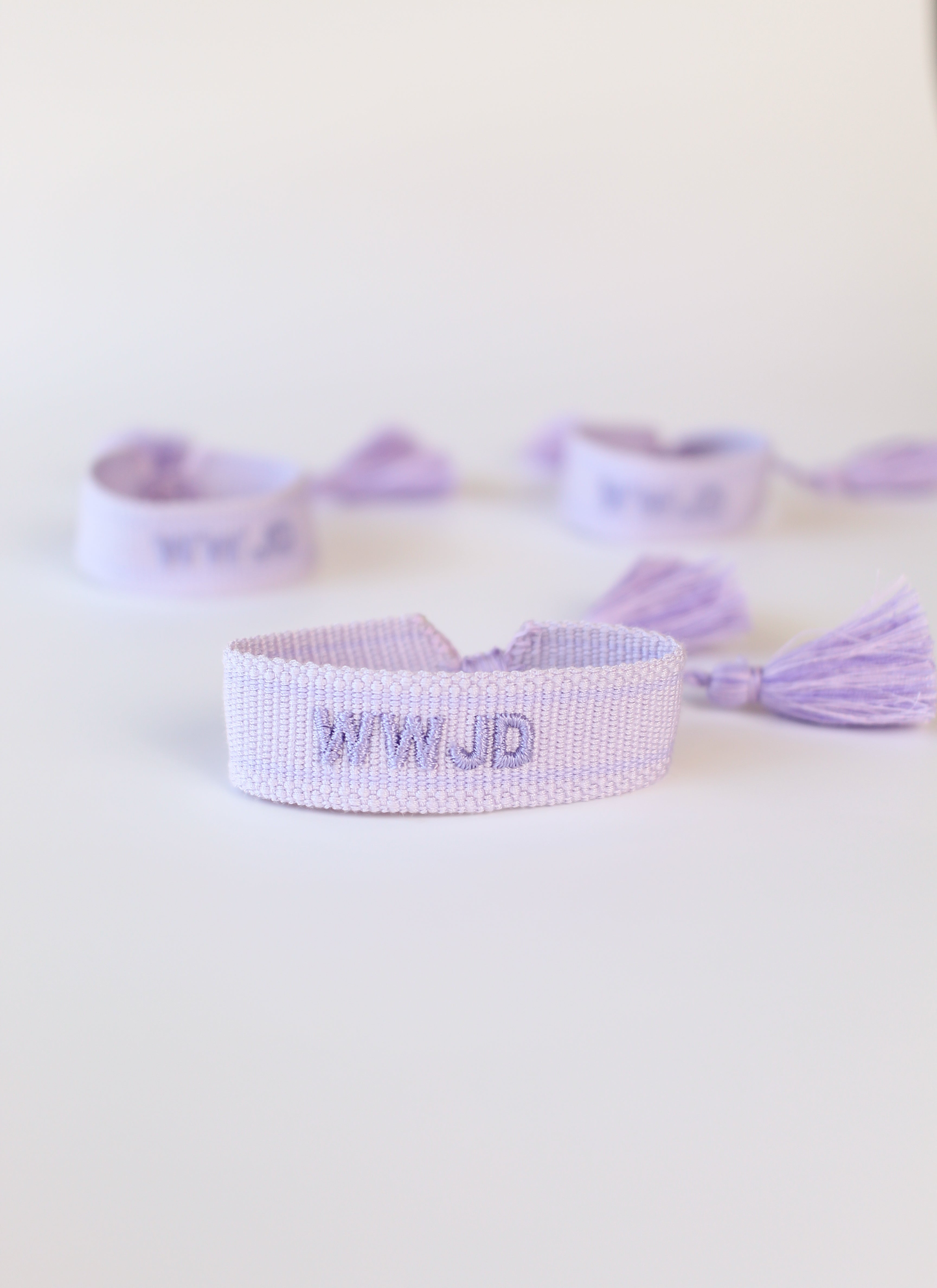Embroidered WWJD Bracelet- Purple