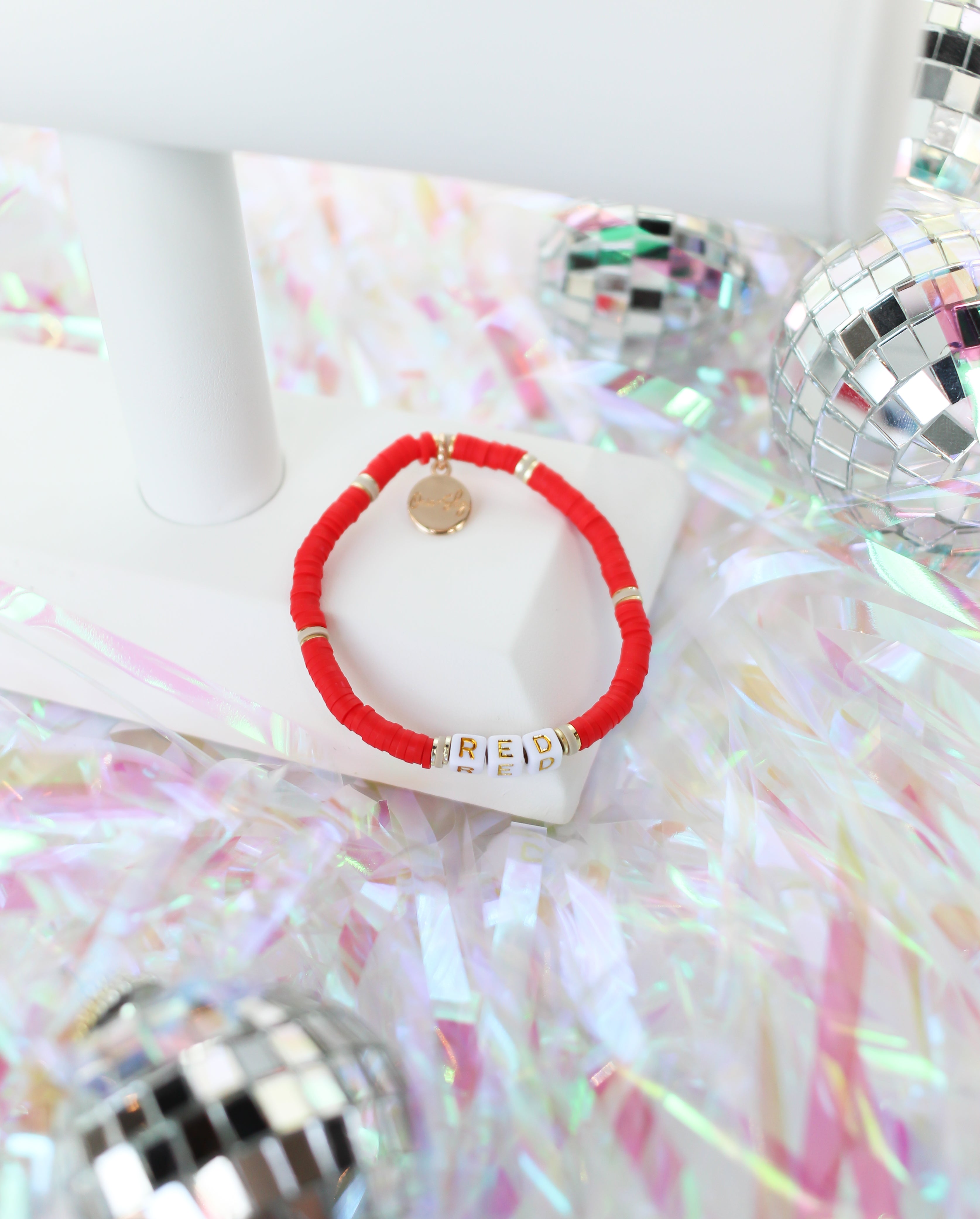Red Mini Heishi Bracelet