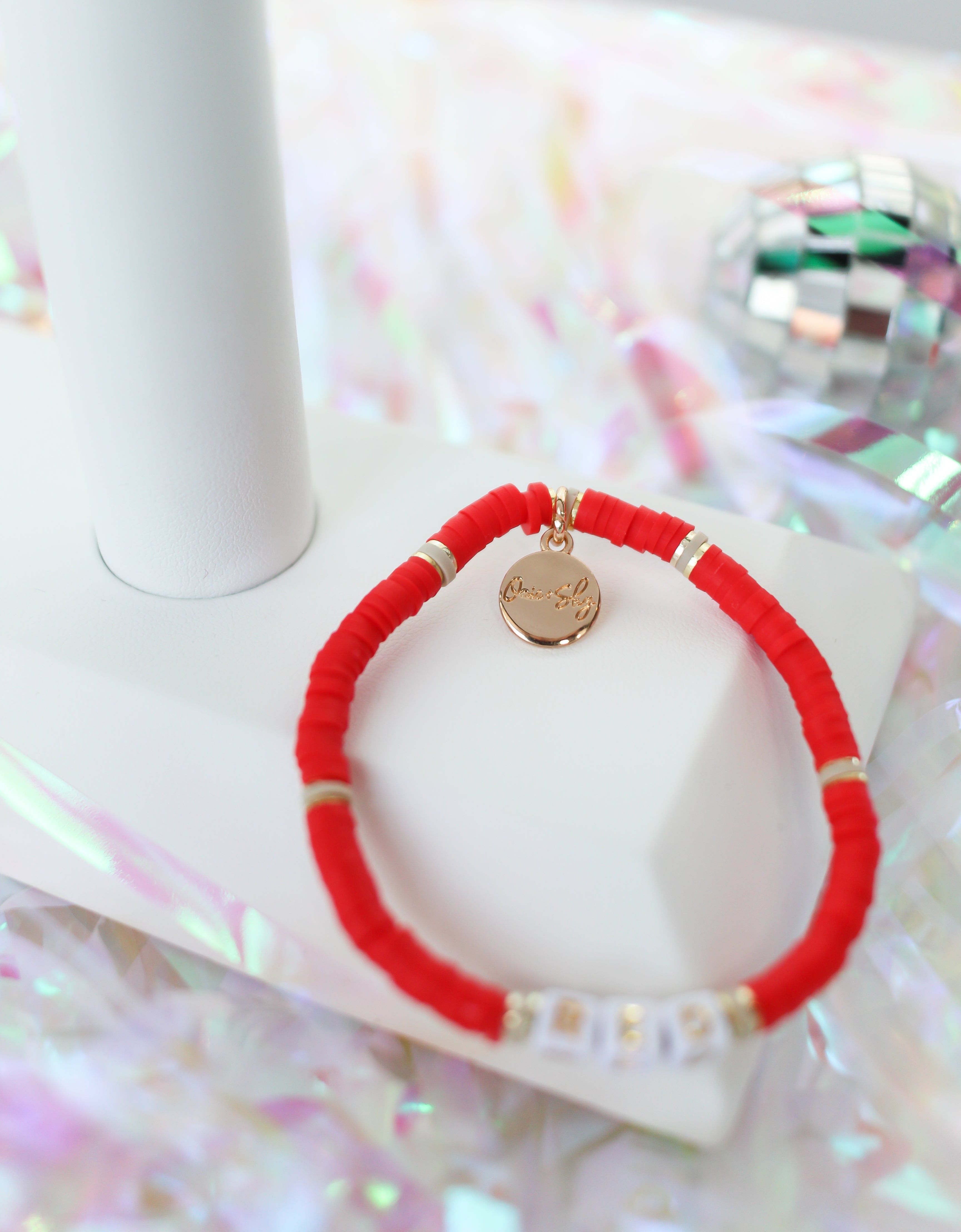 Red Mini Heishi Bracelet