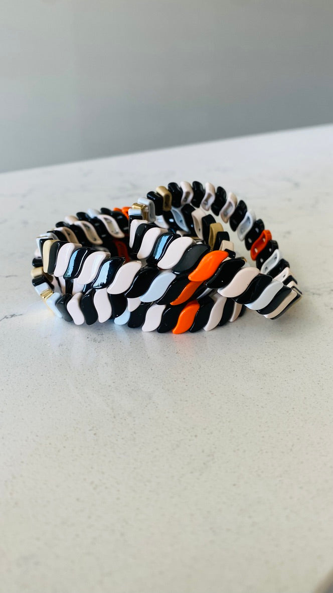 Black / White and Orange Pop Bracelet
