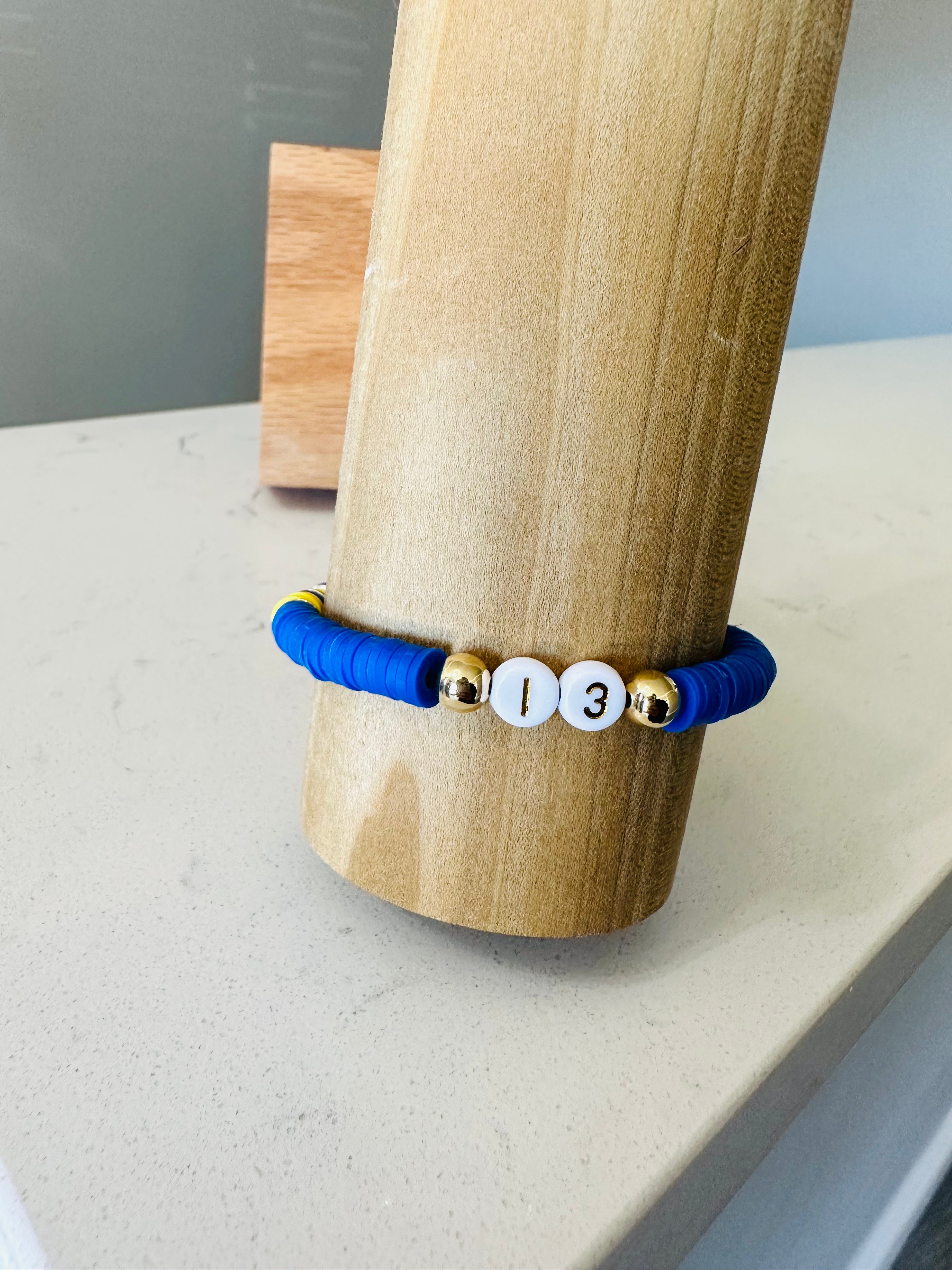 Two Color Team and Number Bracelet