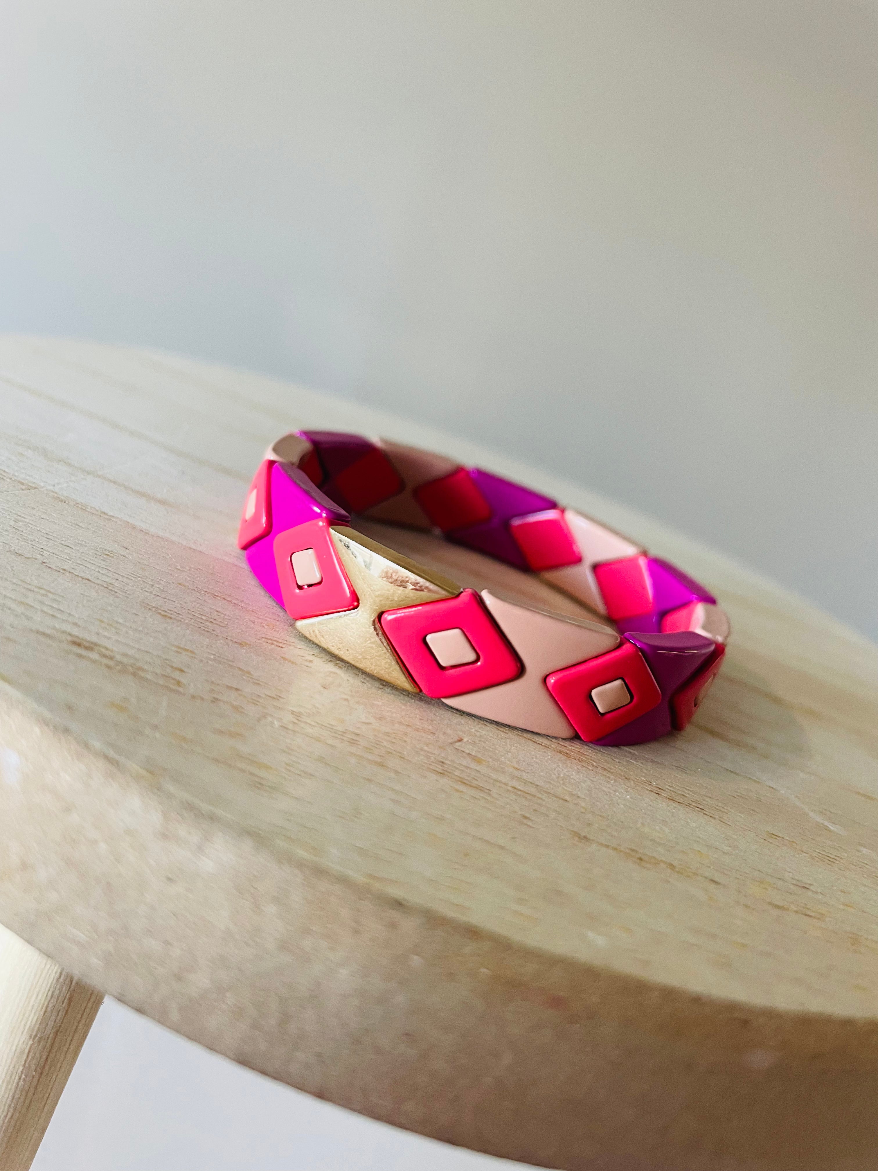 Pink / Purple Hourglass Tila Bracelet