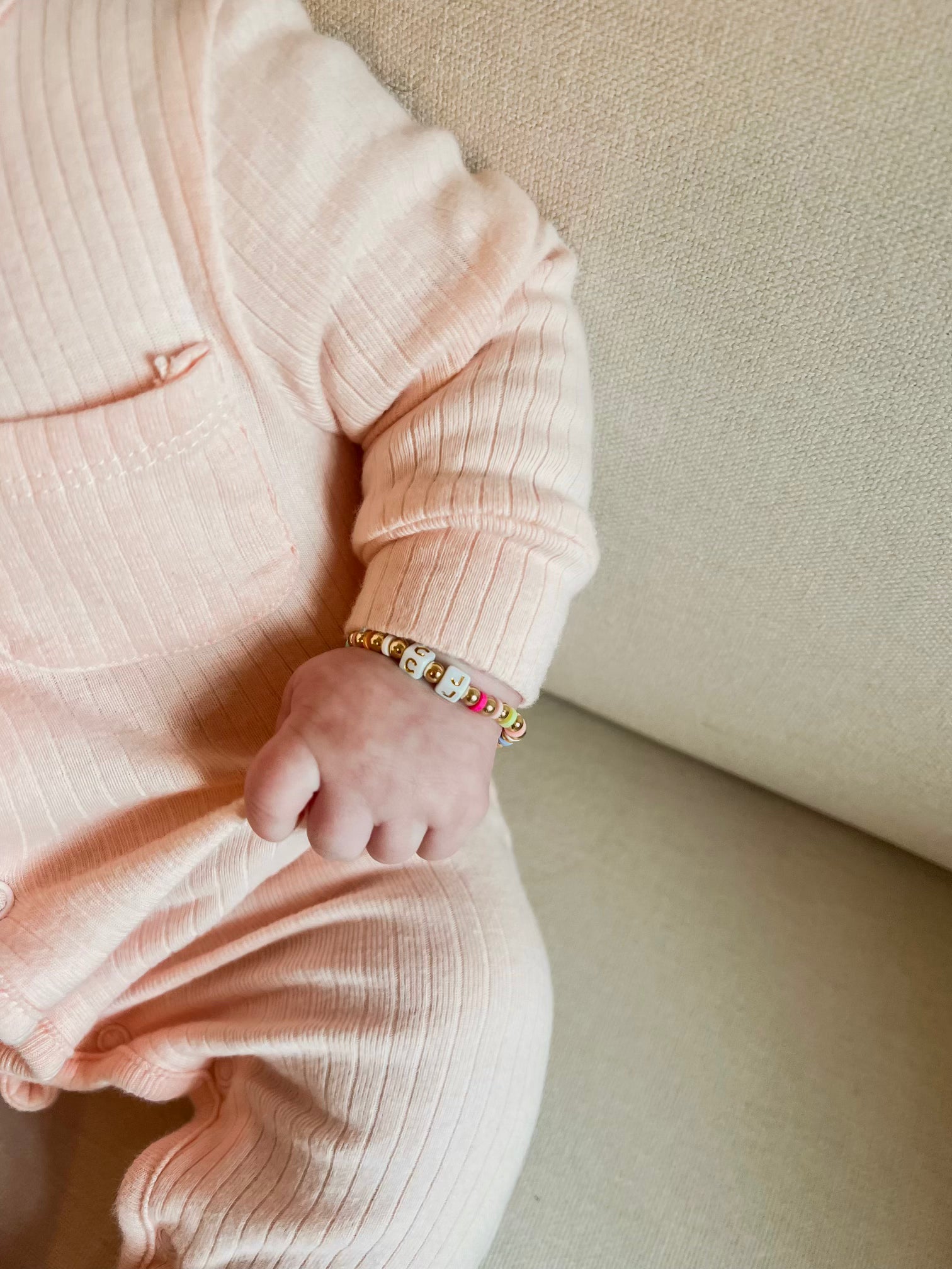 Baby Rainbow 14k Gold Initial Bracelet